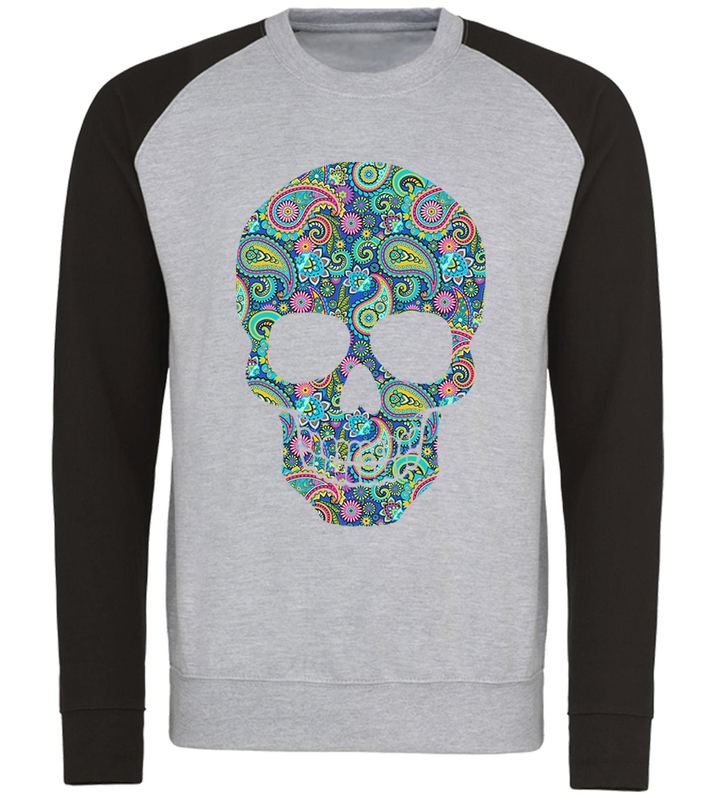 Paisley Skull Baseball Sweatshirt