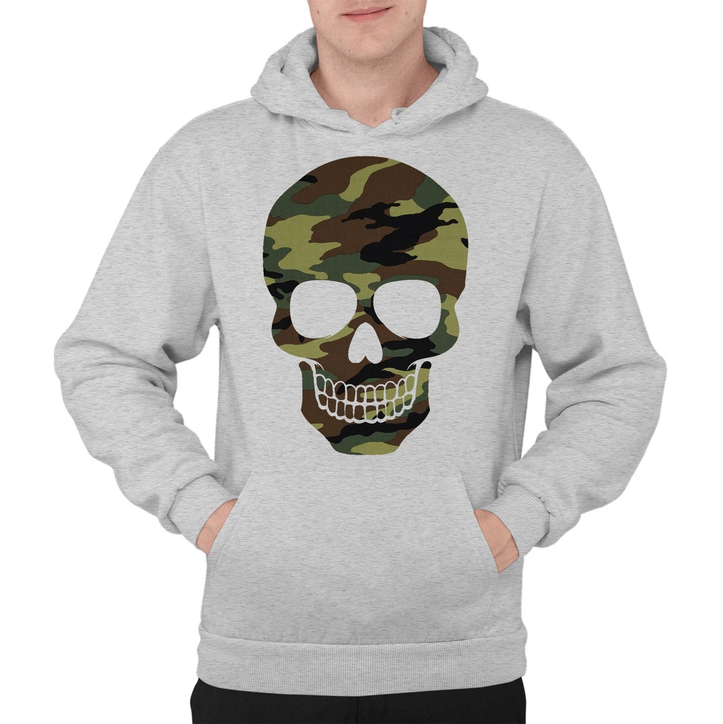 Forest Camo Skull Mens Pullover Hoodie