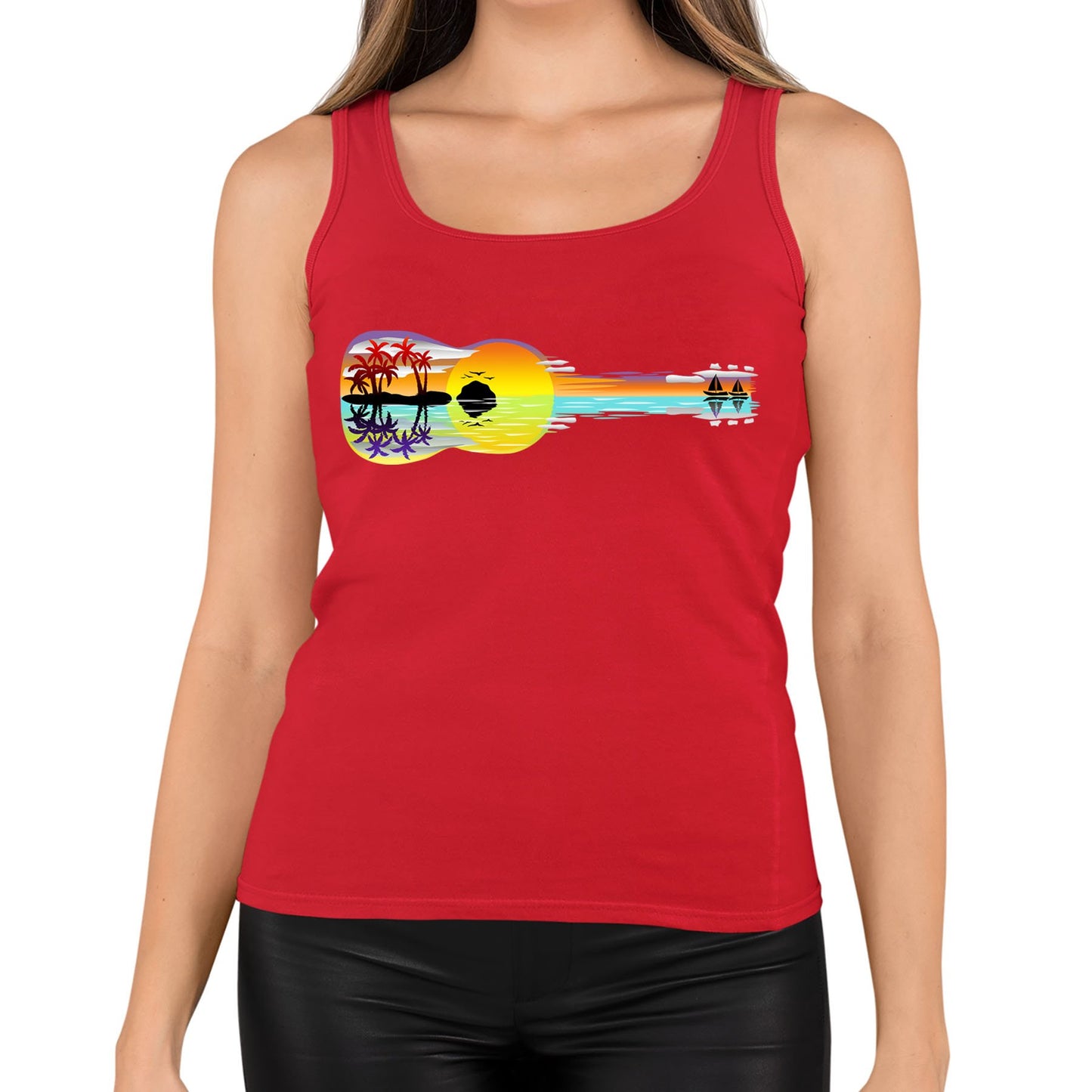 Tropical Sunset Guitar Womens Vest