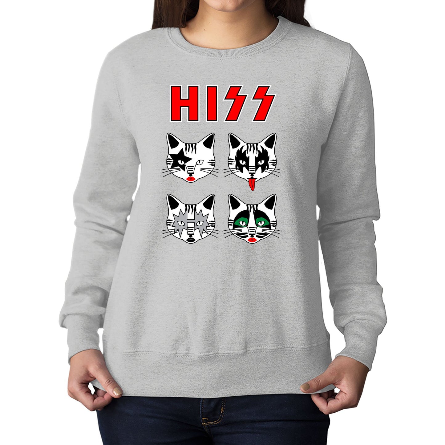 Hiss Cats Kiss Parody Womens Sweatshirt