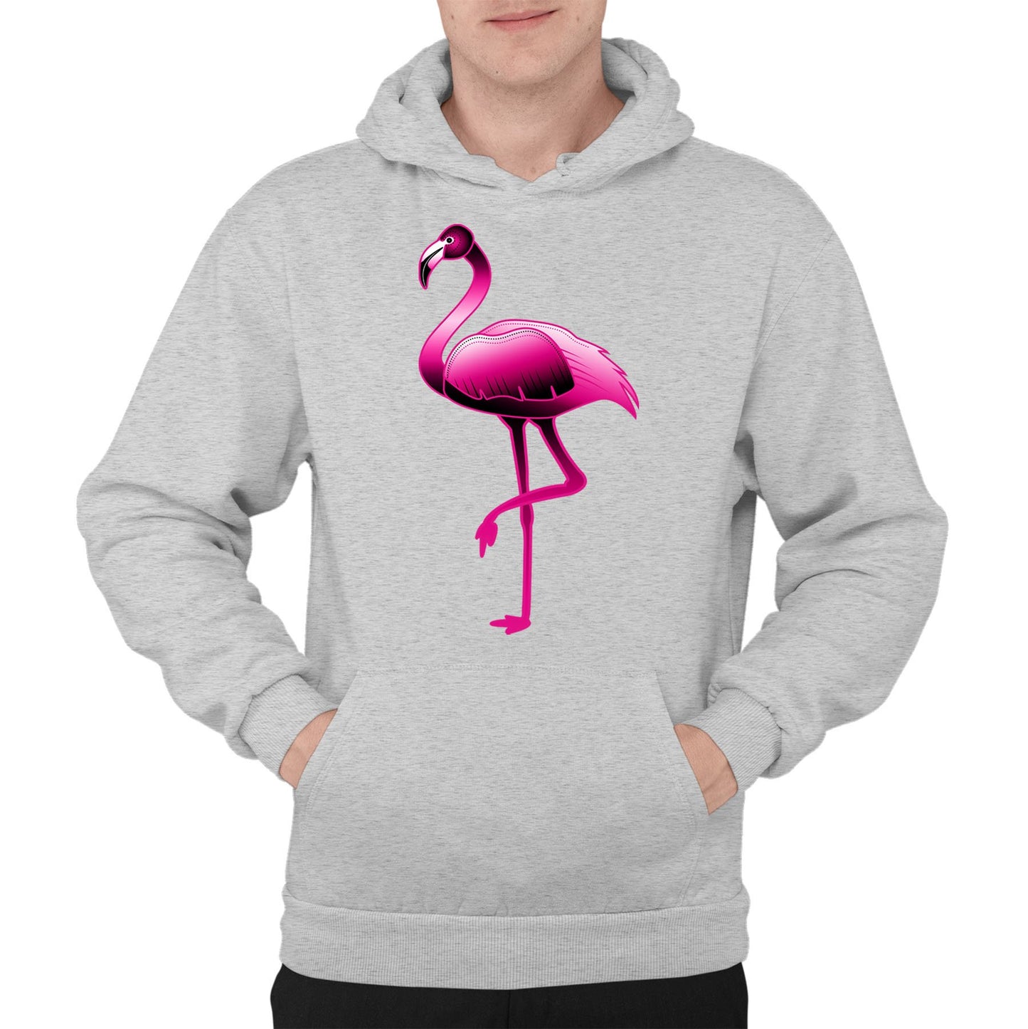 Large Flamingo Neon Tropical Mens Pullover Hoodie