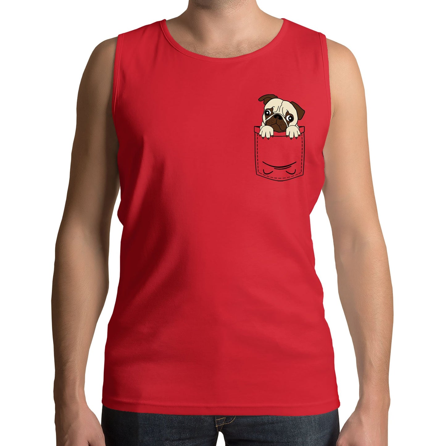 Pug Pocket Print Mens Vest