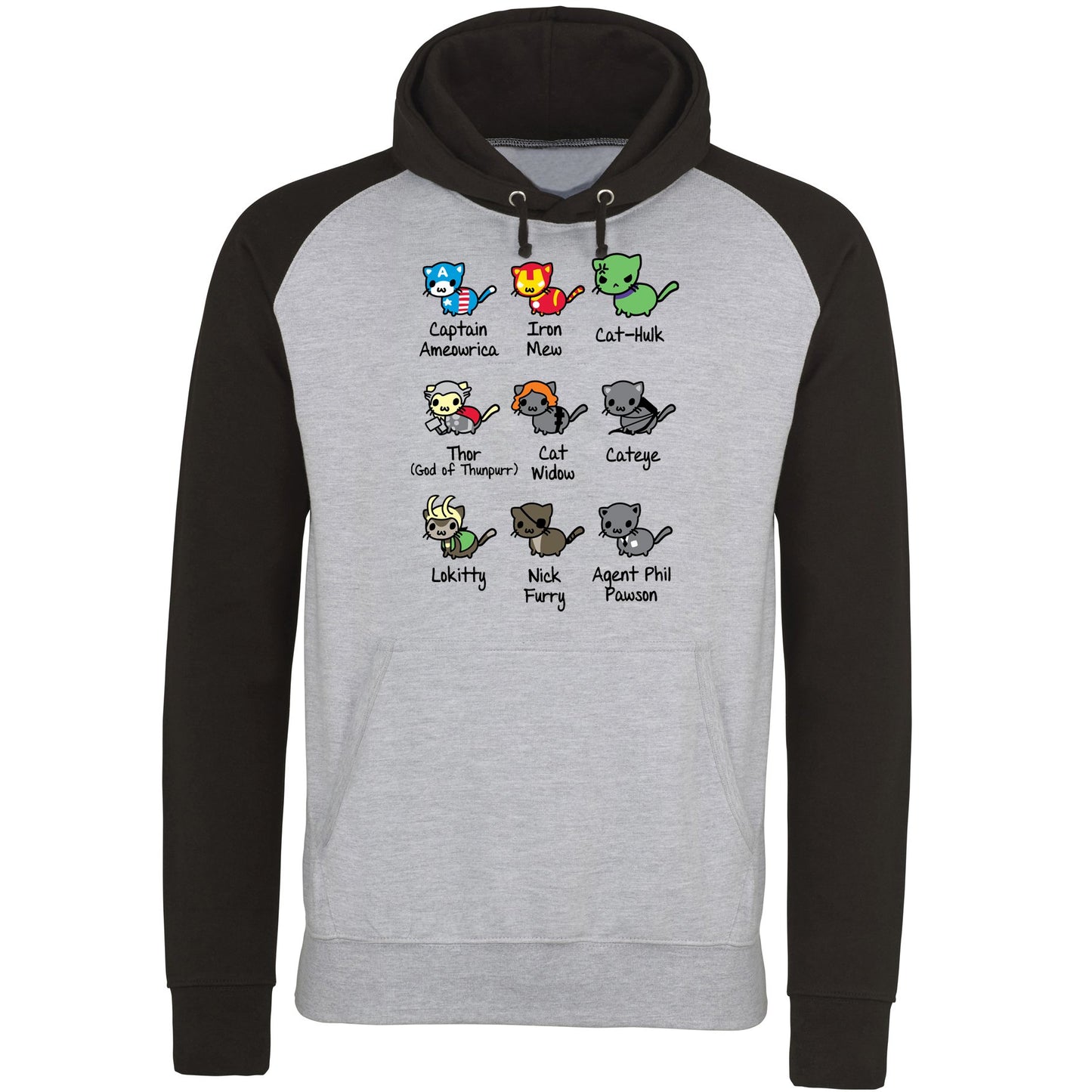 Cat Avengers Parody Baseball Hoodie