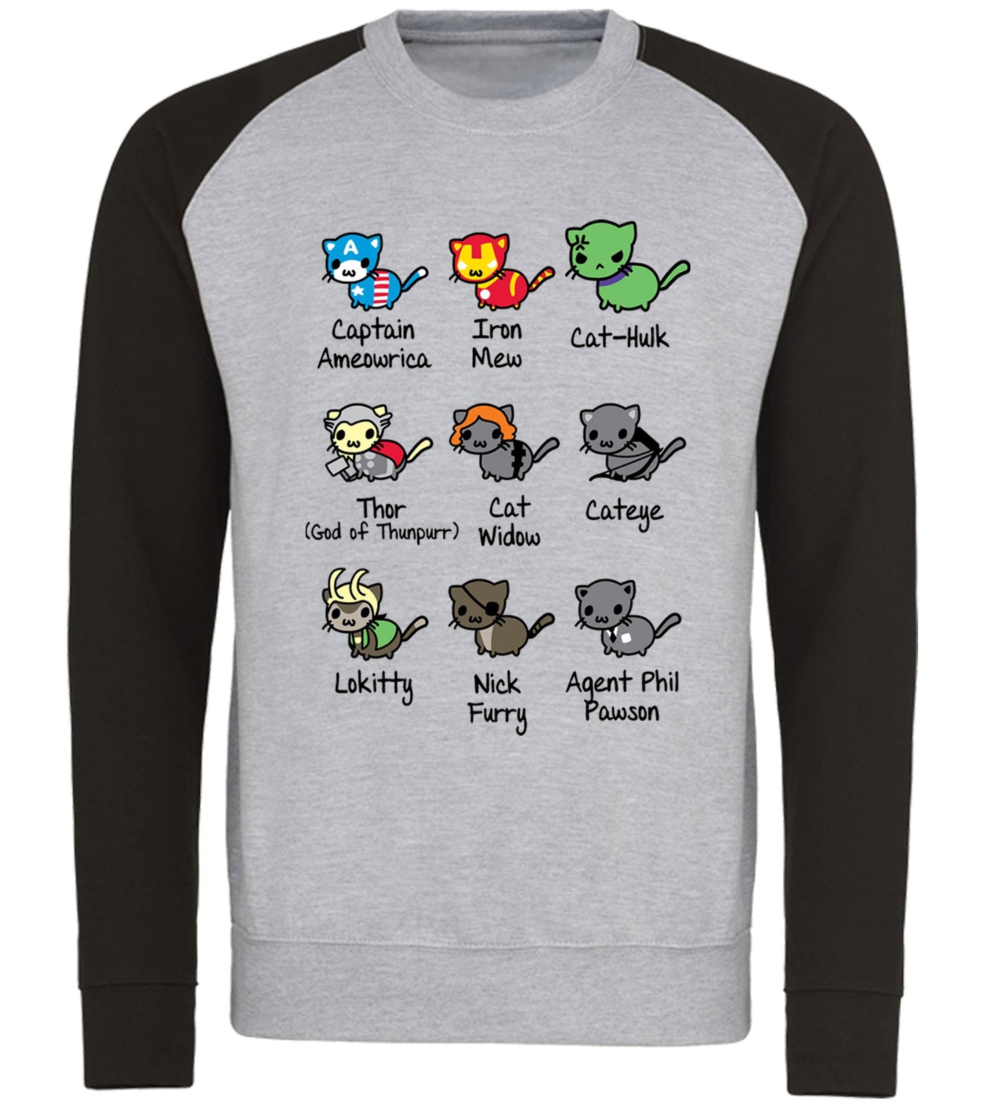 Cat Avengers Parody Baseball Sweatshirt