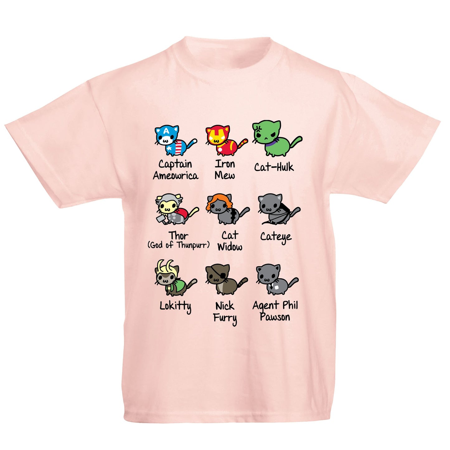 Cat Avengers Parody Kids T-shirt