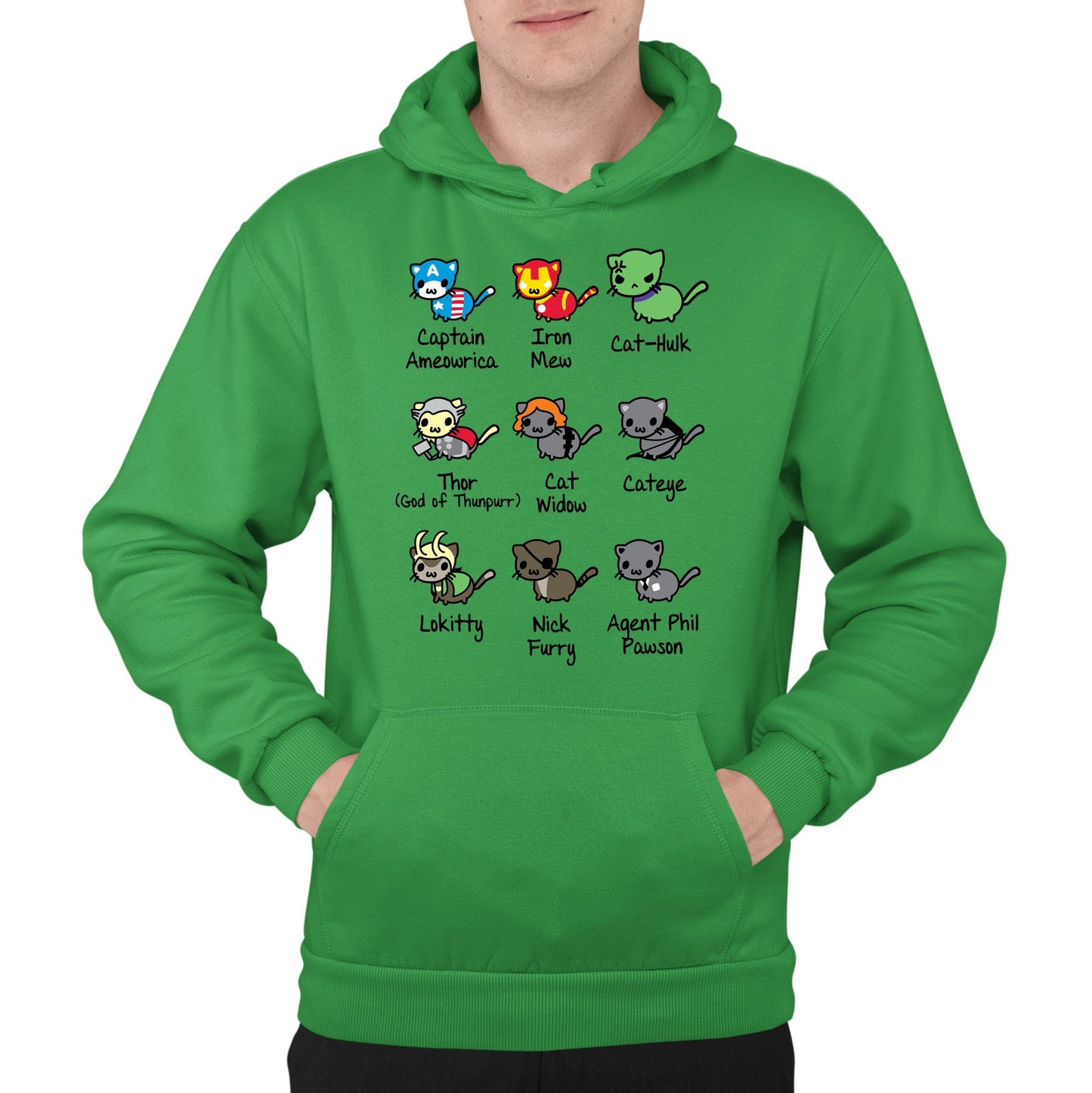 Cat Avengers Parody Mens Pullover Hoodie