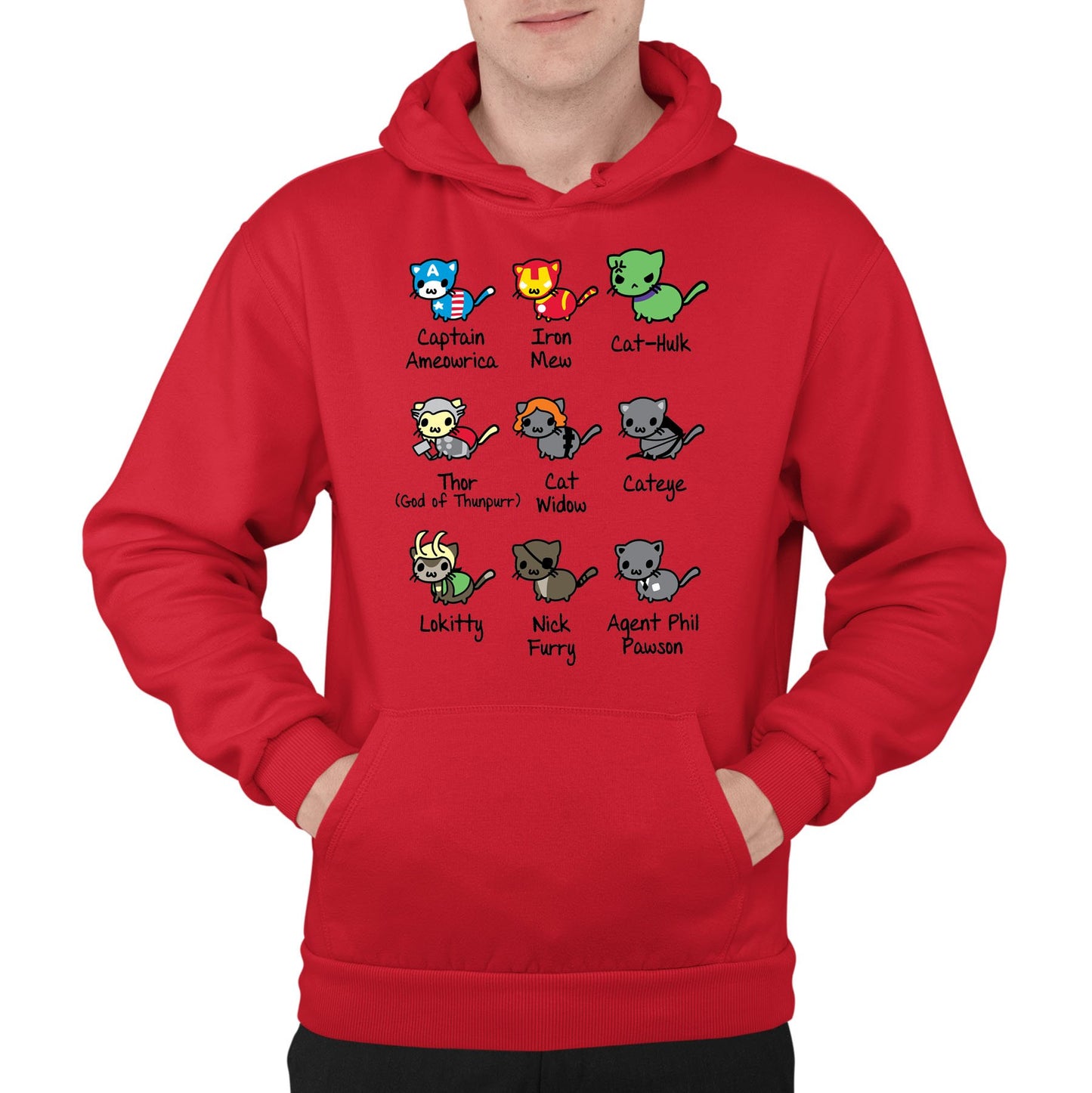 Cat Avengers Parody Mens Pullover Hoodie