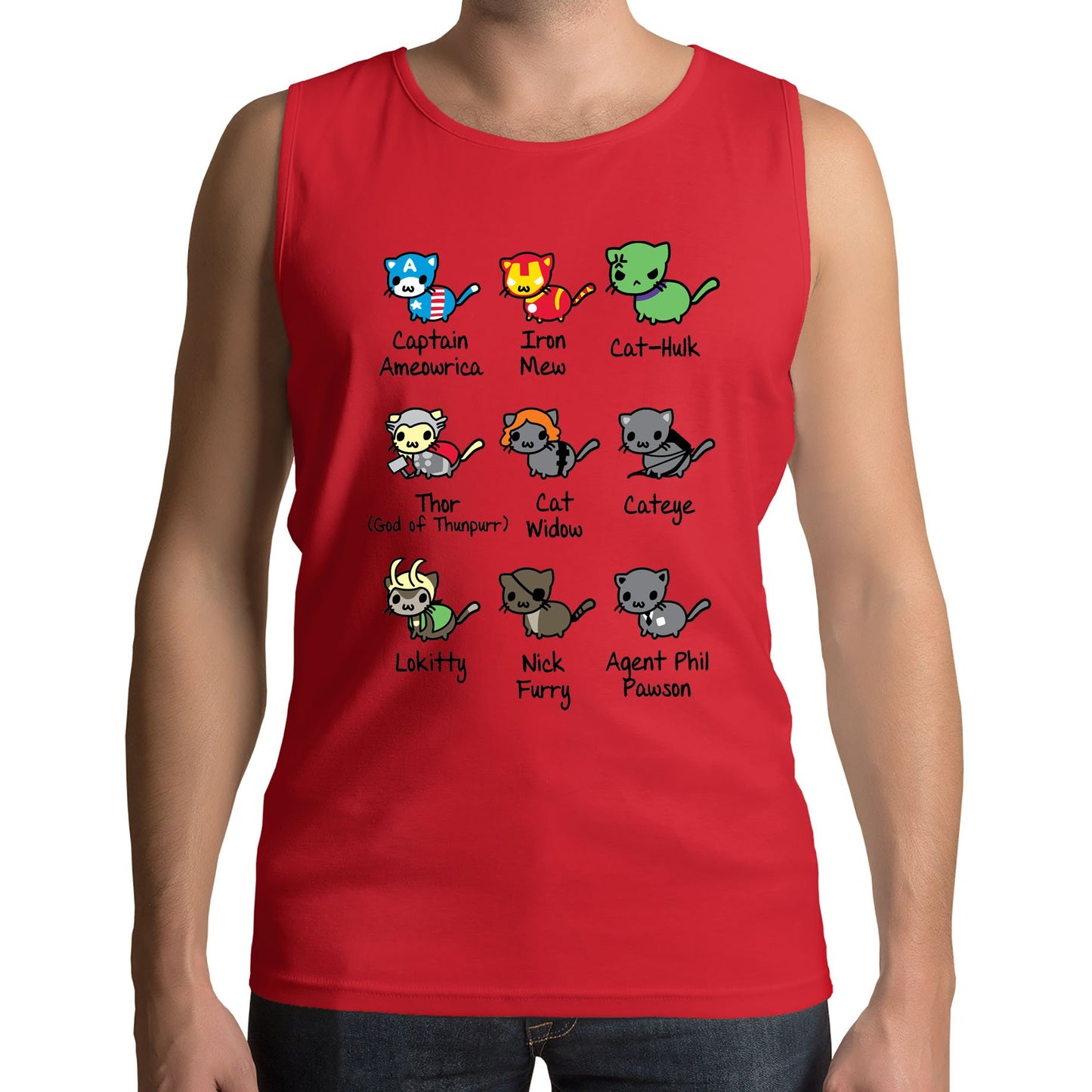 Cat Avengers Parody Mens Vest