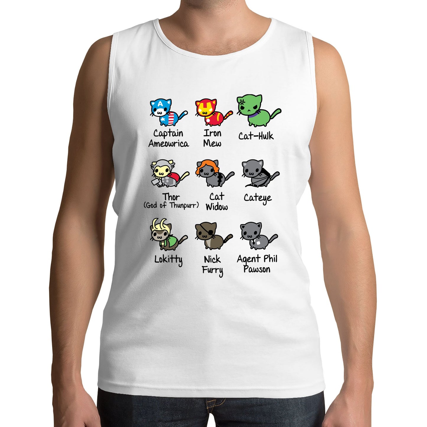 Cat Avengers Parody Mens Vest