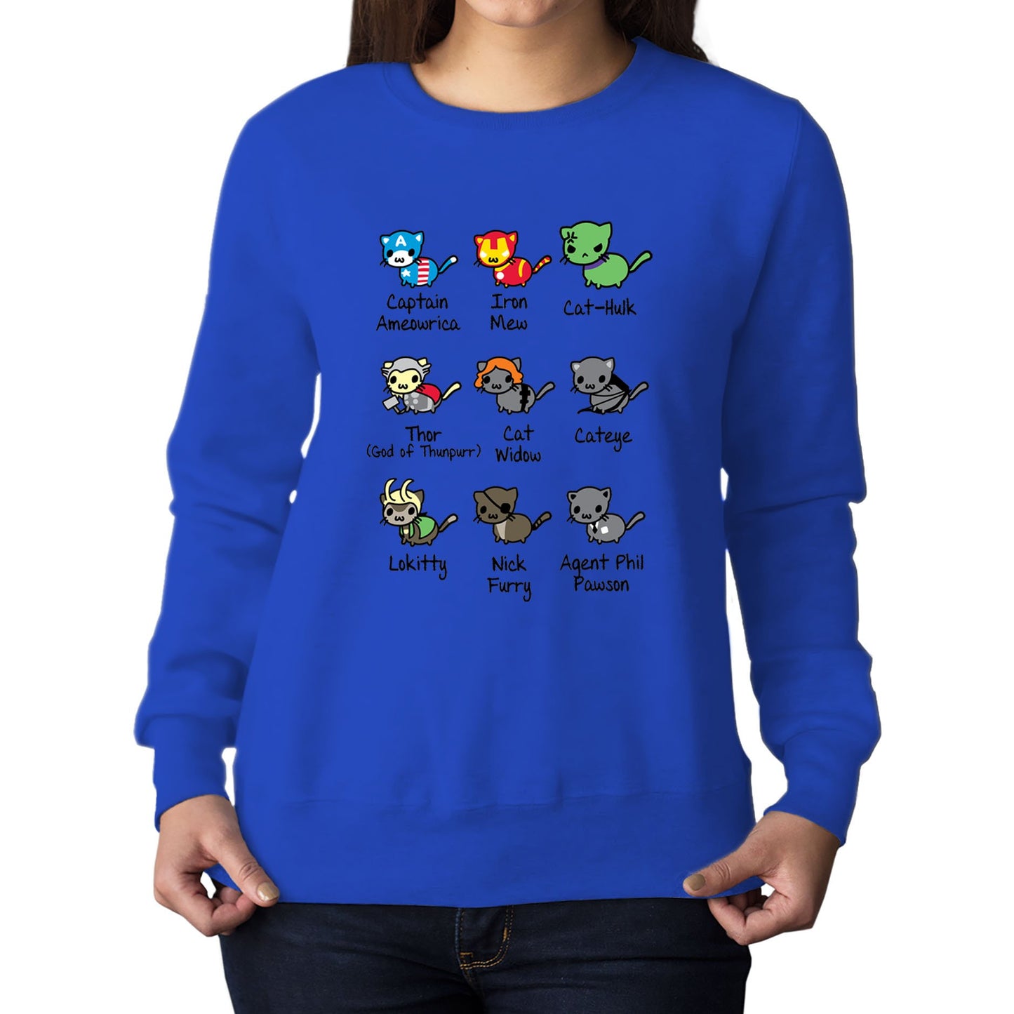 Cat Avengers Parody Womens Sweatshirt