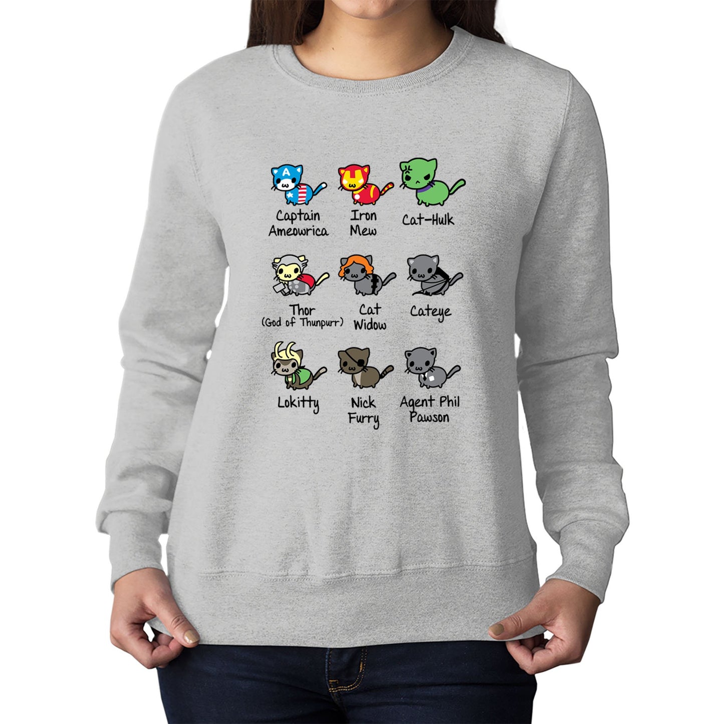 Cat Avengers Parody Womens Sweatshirt