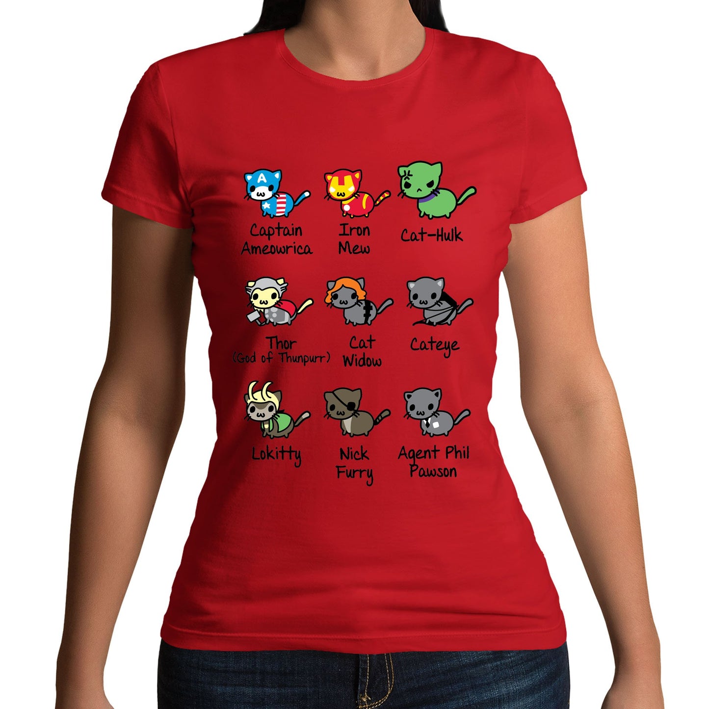 Cat Avengers Parody Womens T-shirt