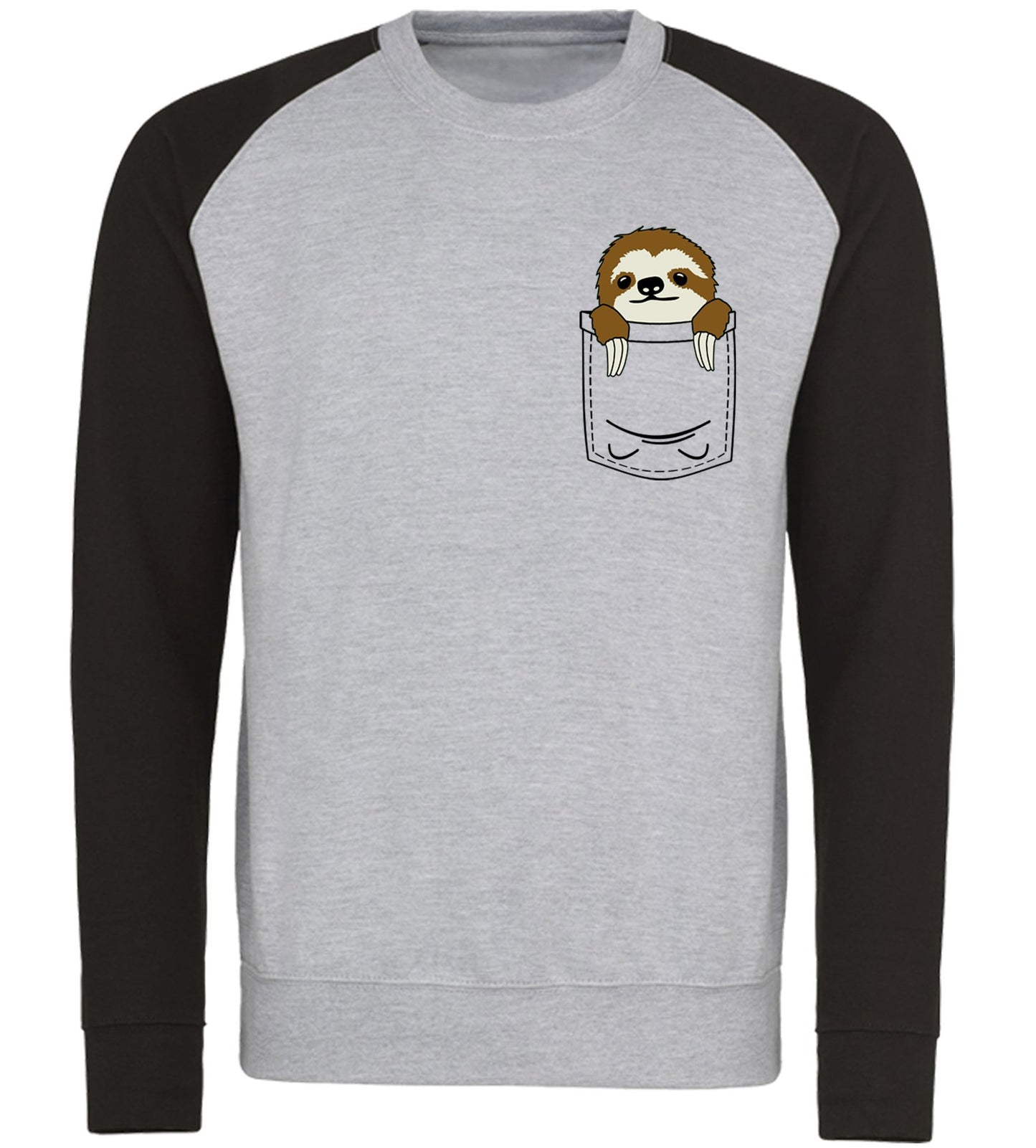 Sloth Pocket Print Baseball Sweatshirt