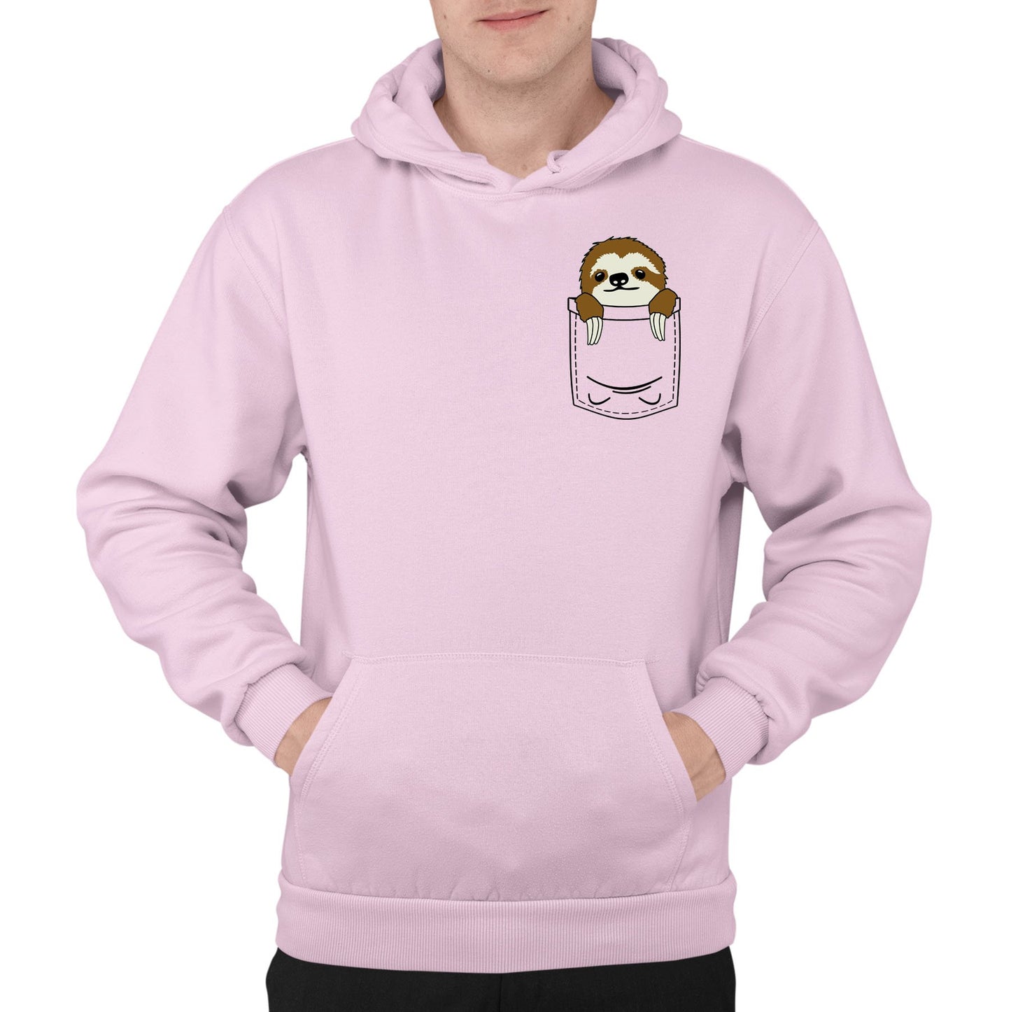 Sloth Pocket Print Mens Pullover Hoodie