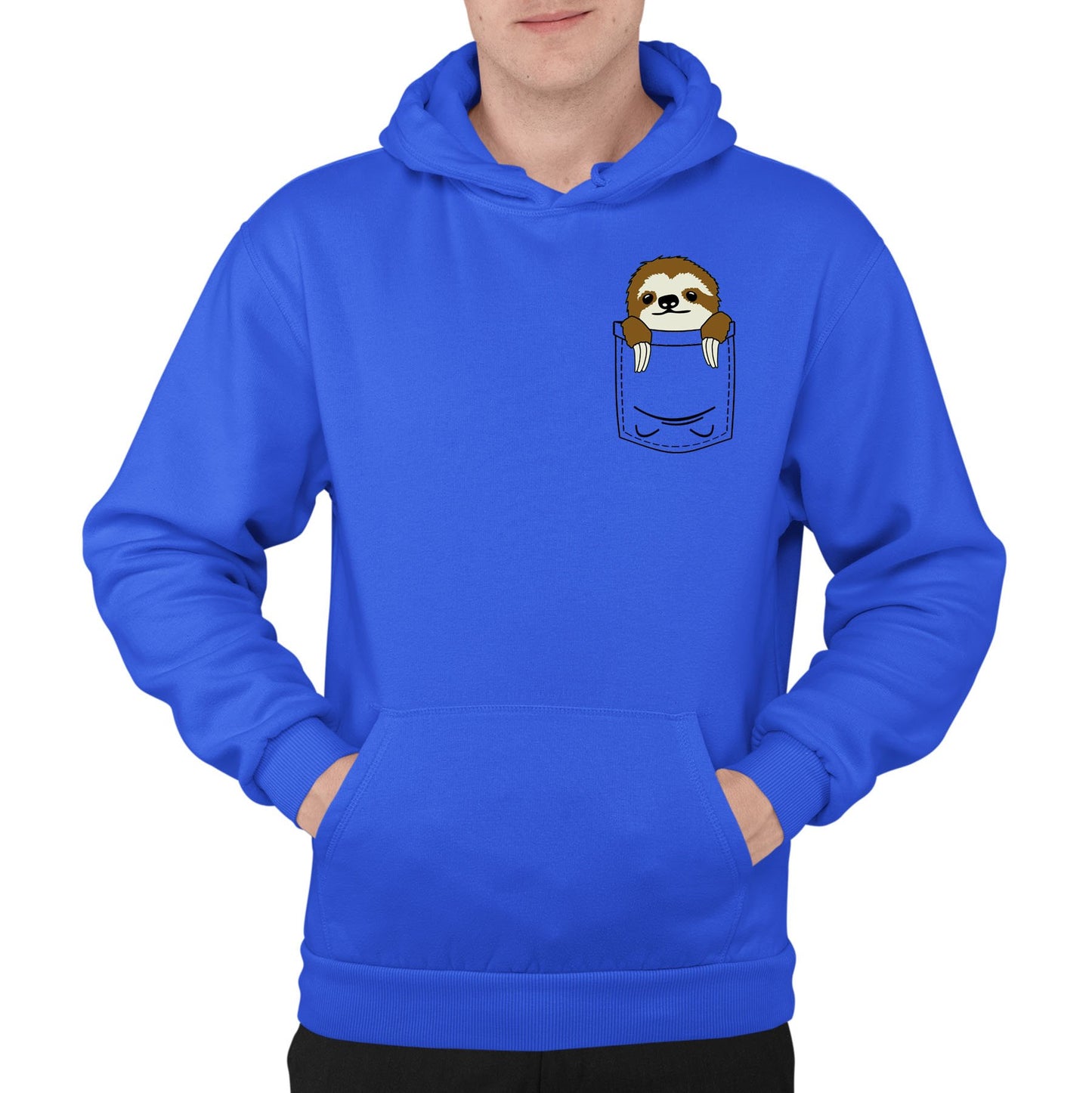 Sloth Pocket Print Mens Pullover Hoodie