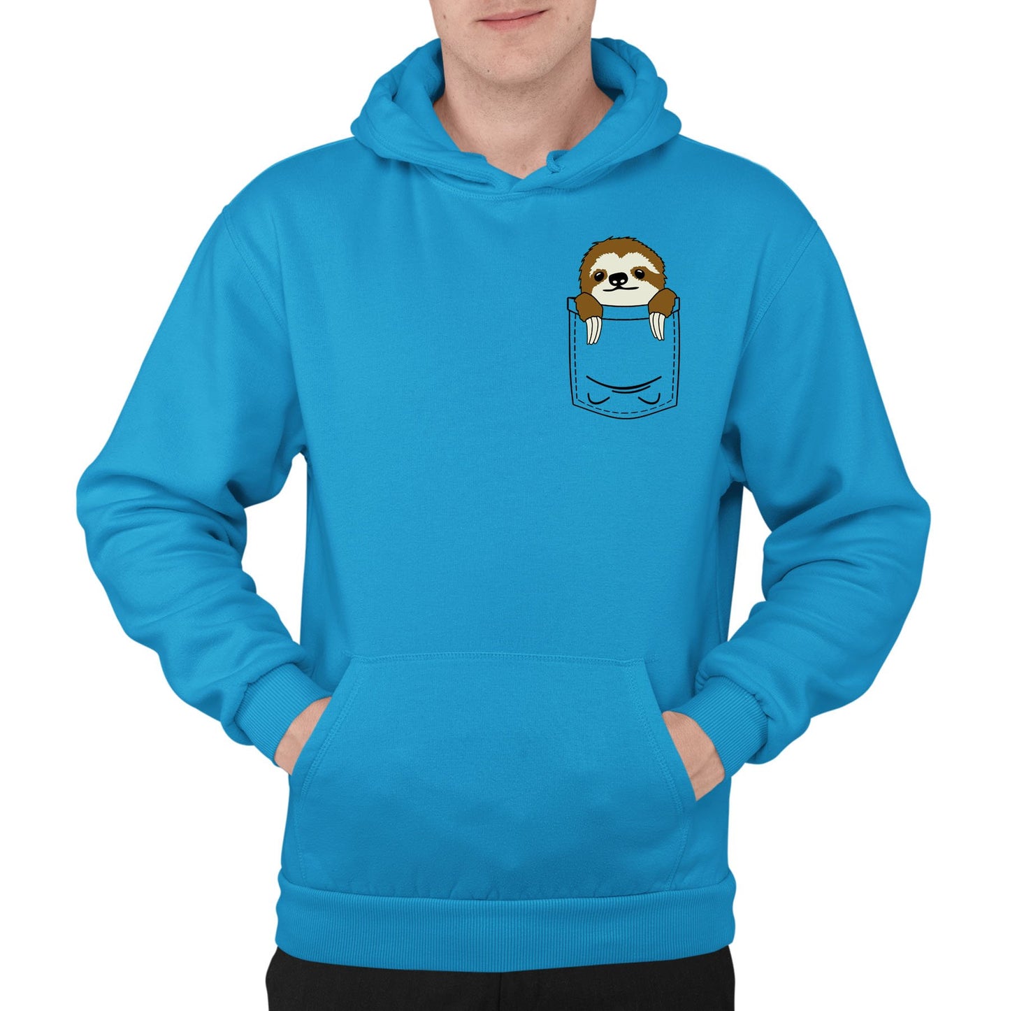 Sloth Pocket Print Mens Pullover Hoodie