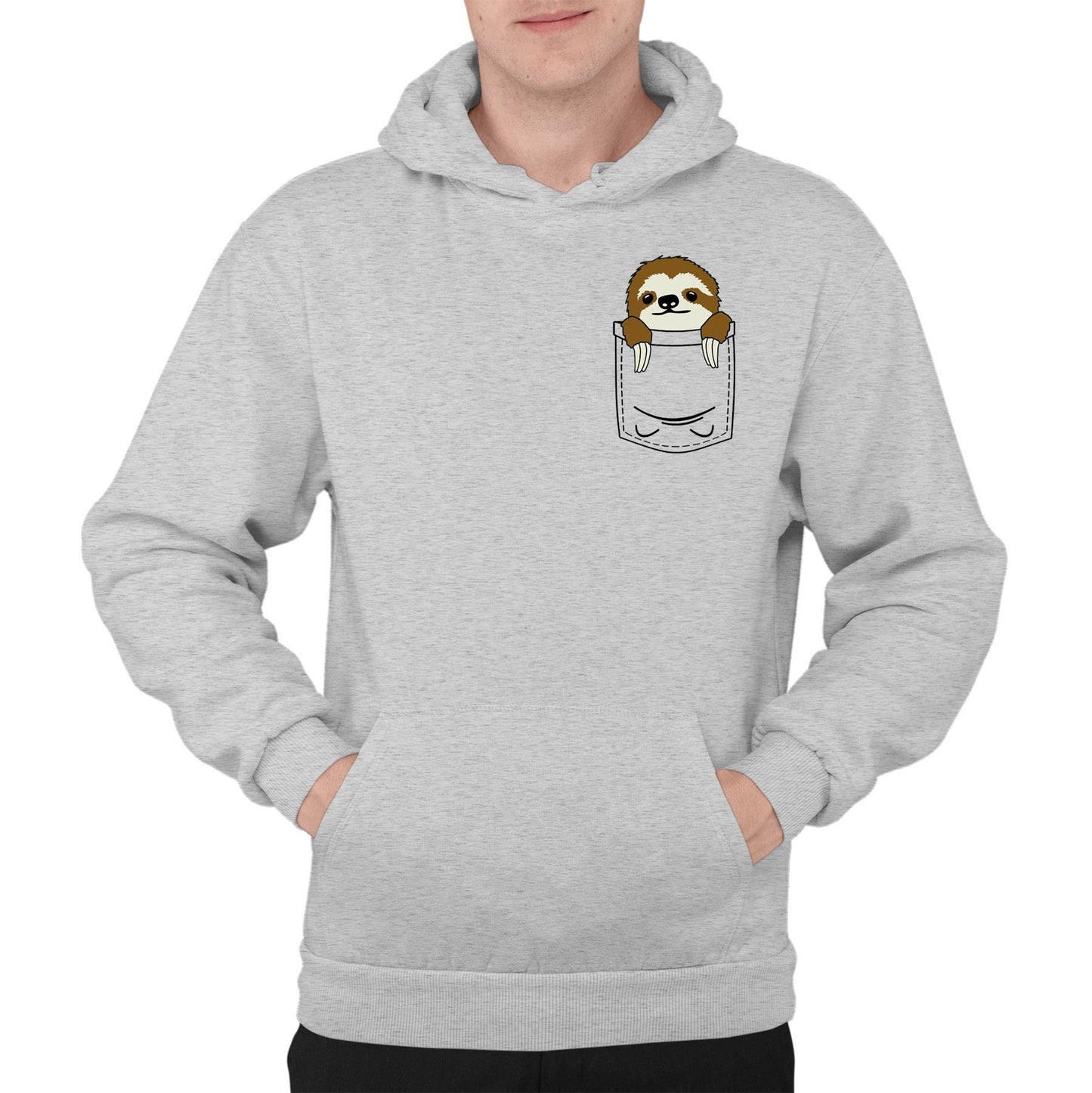 Sloth Pocket Print Mens Pullover Hoodie