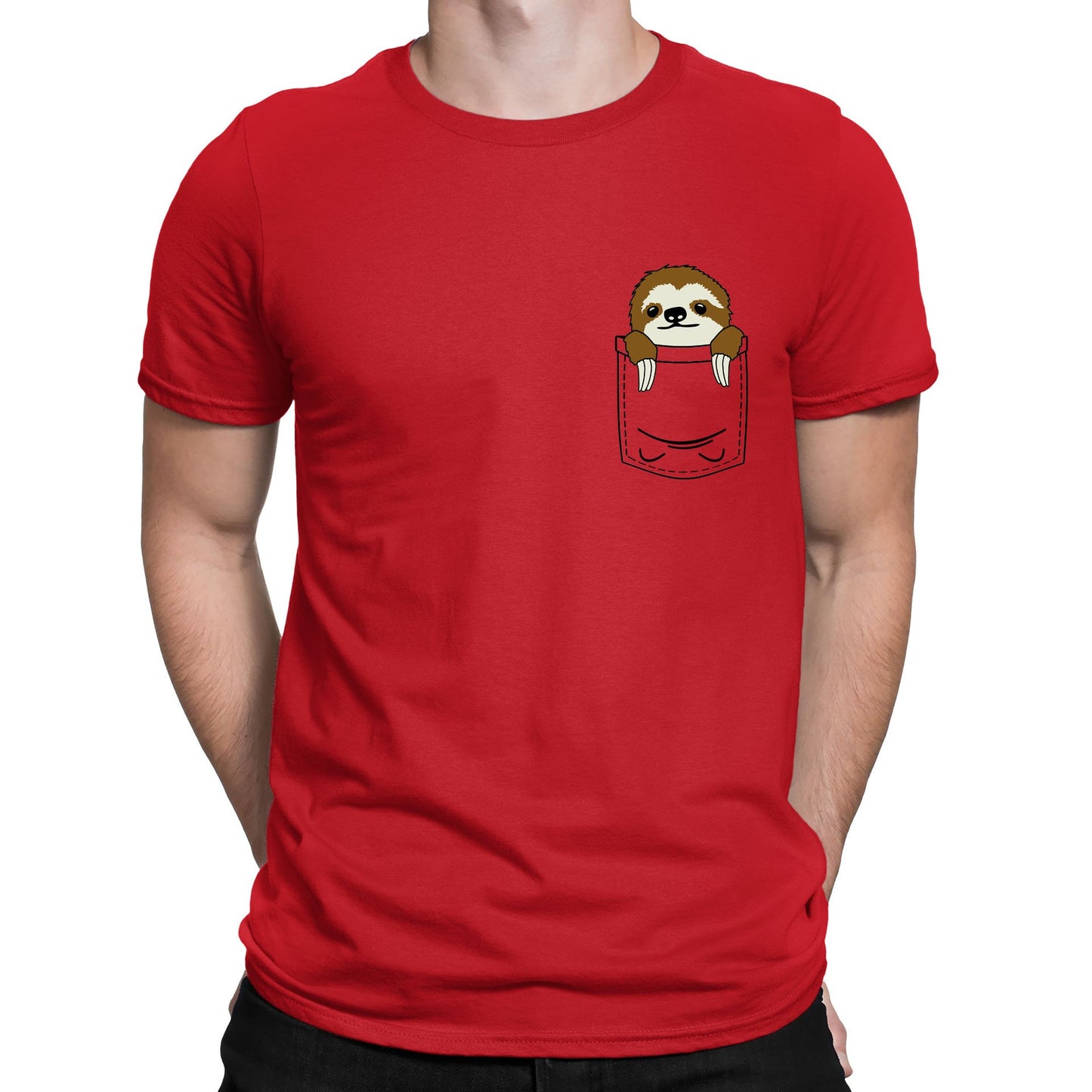 Sloth Pocket Print Mens T-shirt