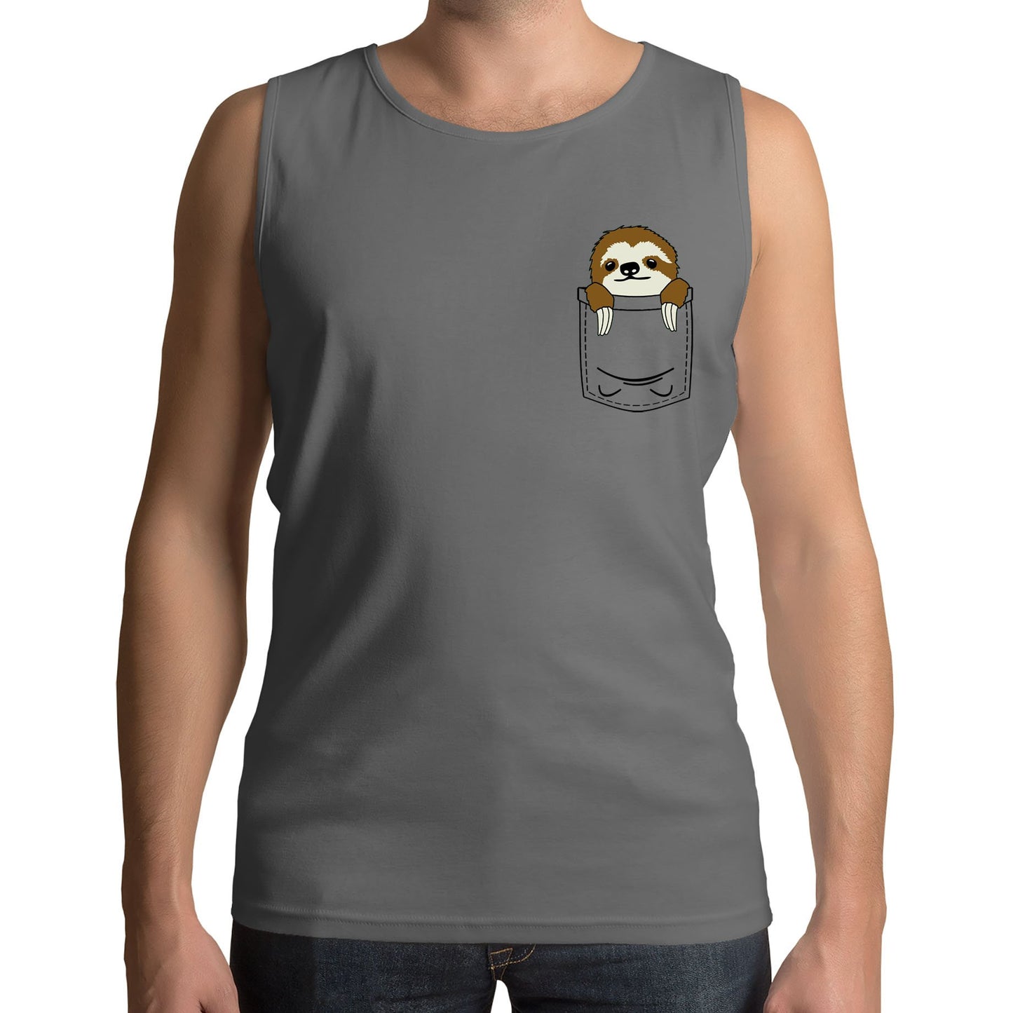 Sloth Pocket Print Mens Vest