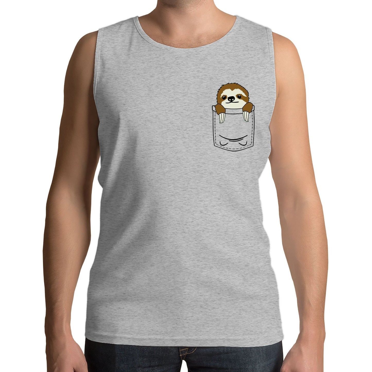 Sloth Pocket Print Mens Vest