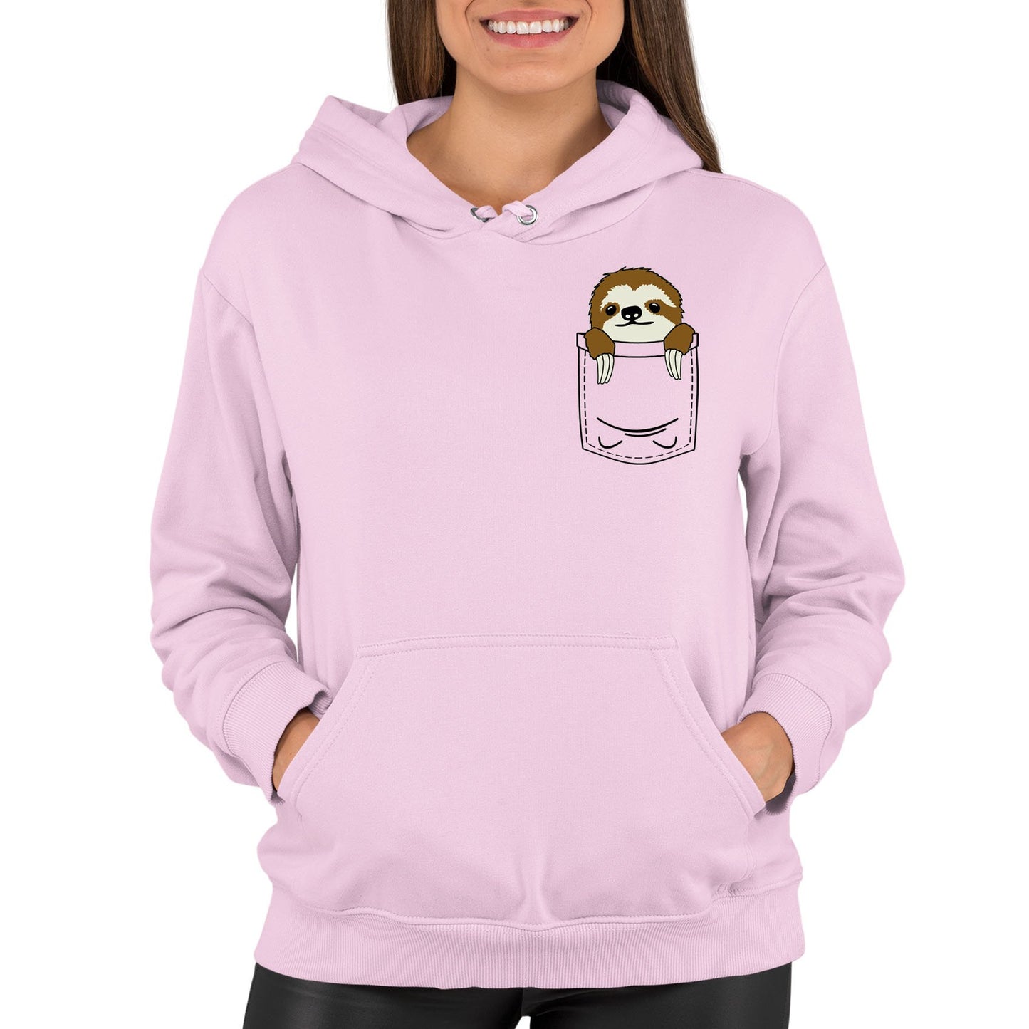 Sloth Pocket Print Womens Pullover Hoodie