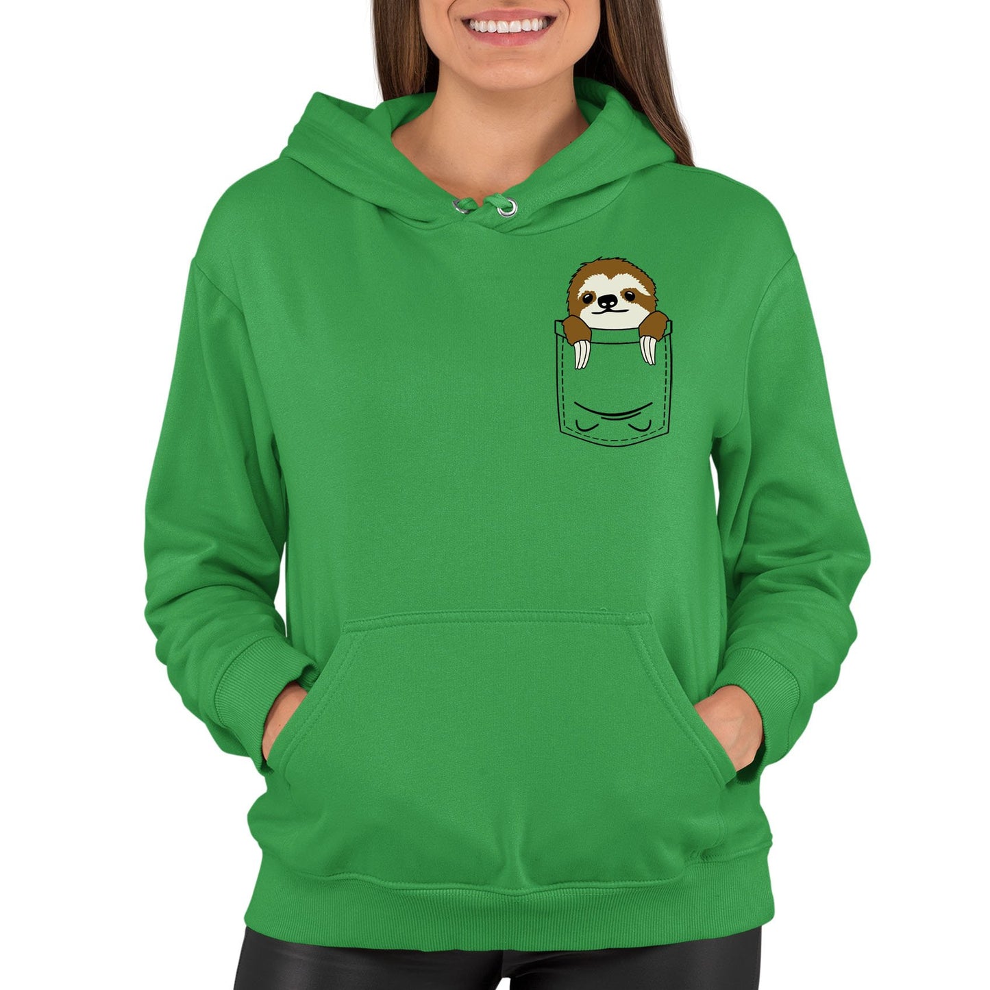 Sloth Pocket Print Womens Pullover Hoodie