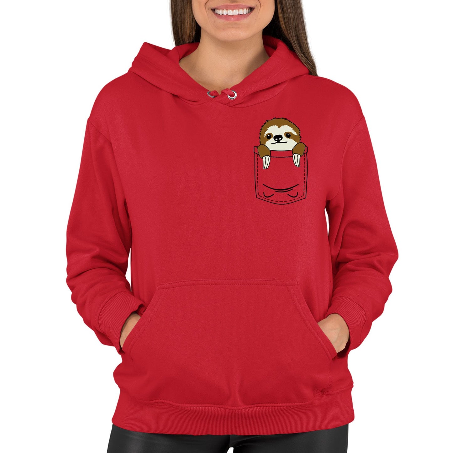 Sloth Pocket Print Womens Pullover Hoodie