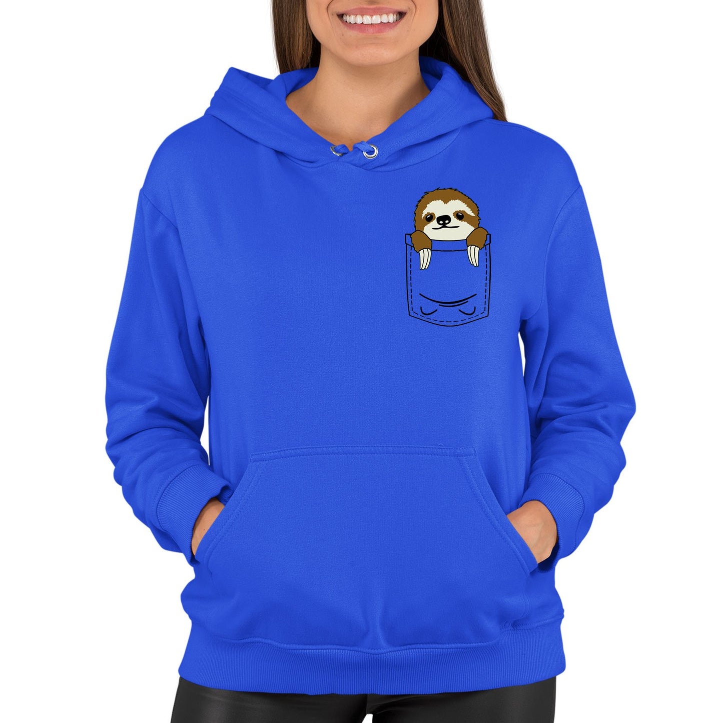 Sloth Pocket Print Womens Pullover Hoodie