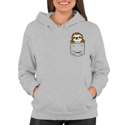 Sloth Pocket Print Womens Pullover Hoodie