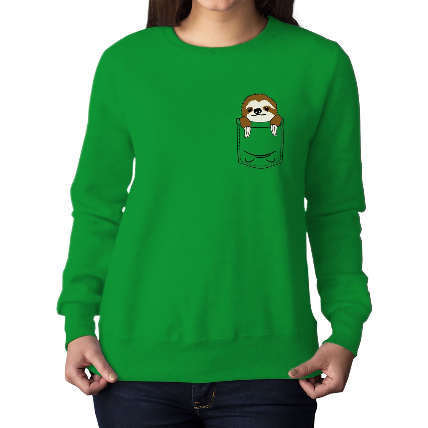 Sloth Pocket Print Womens Sweatshirt