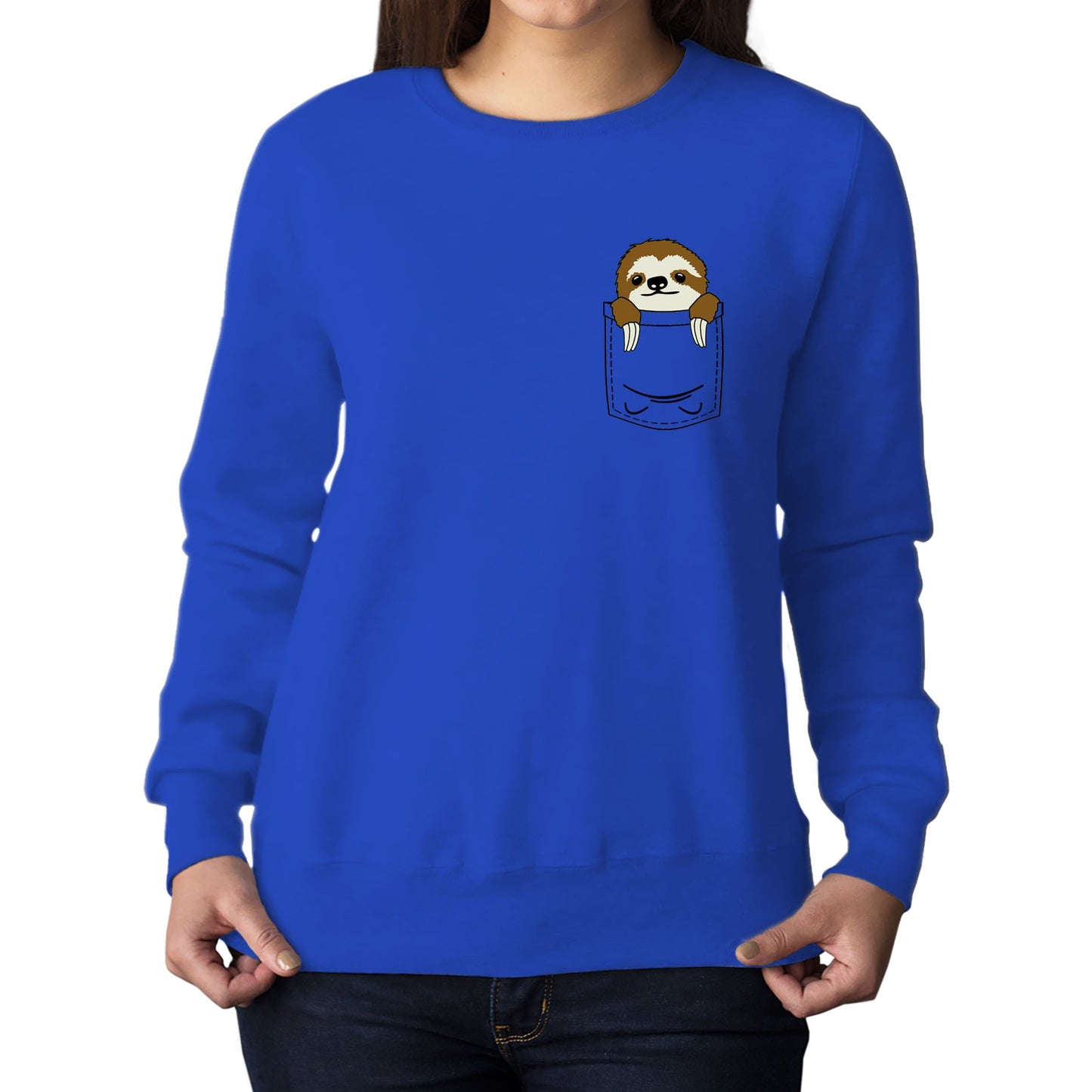 Sloth Pocket Print Womens Sweatshirt