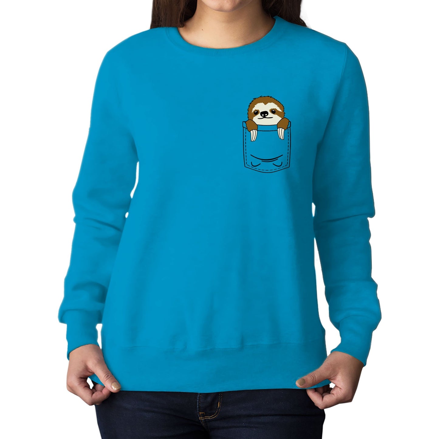 Sloth Pocket Print Womens Sweatshirt