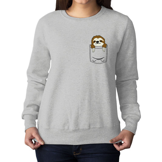 Sloth Pocket Print Womens Sweatshirt