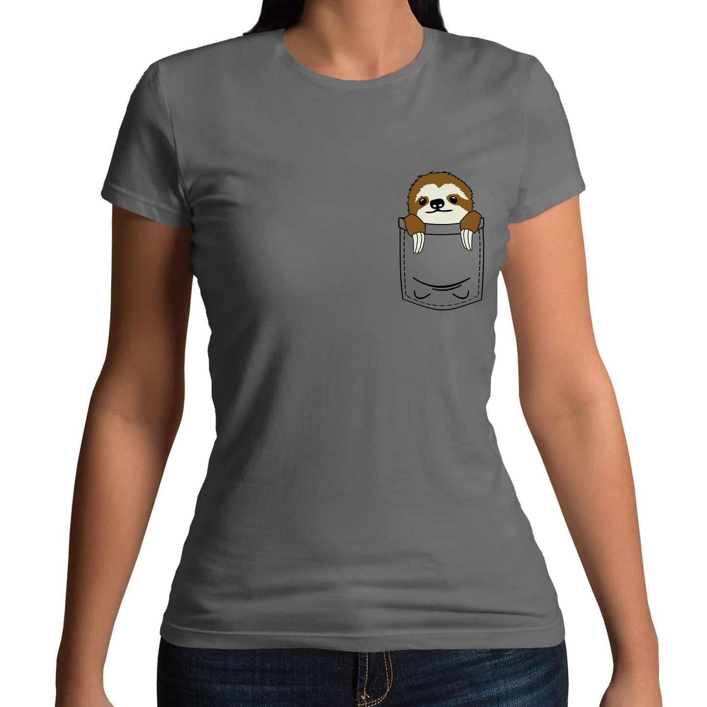 Sloth Pocket Print Womens T-shirt