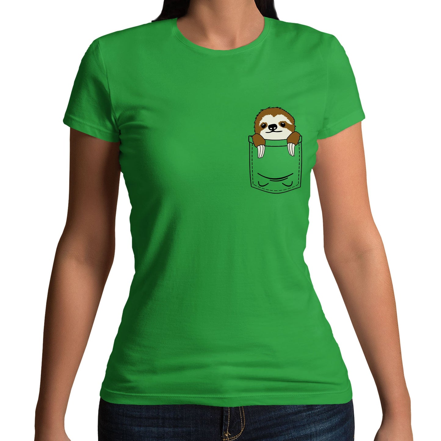 Sloth Pocket Print Womens T-shirt