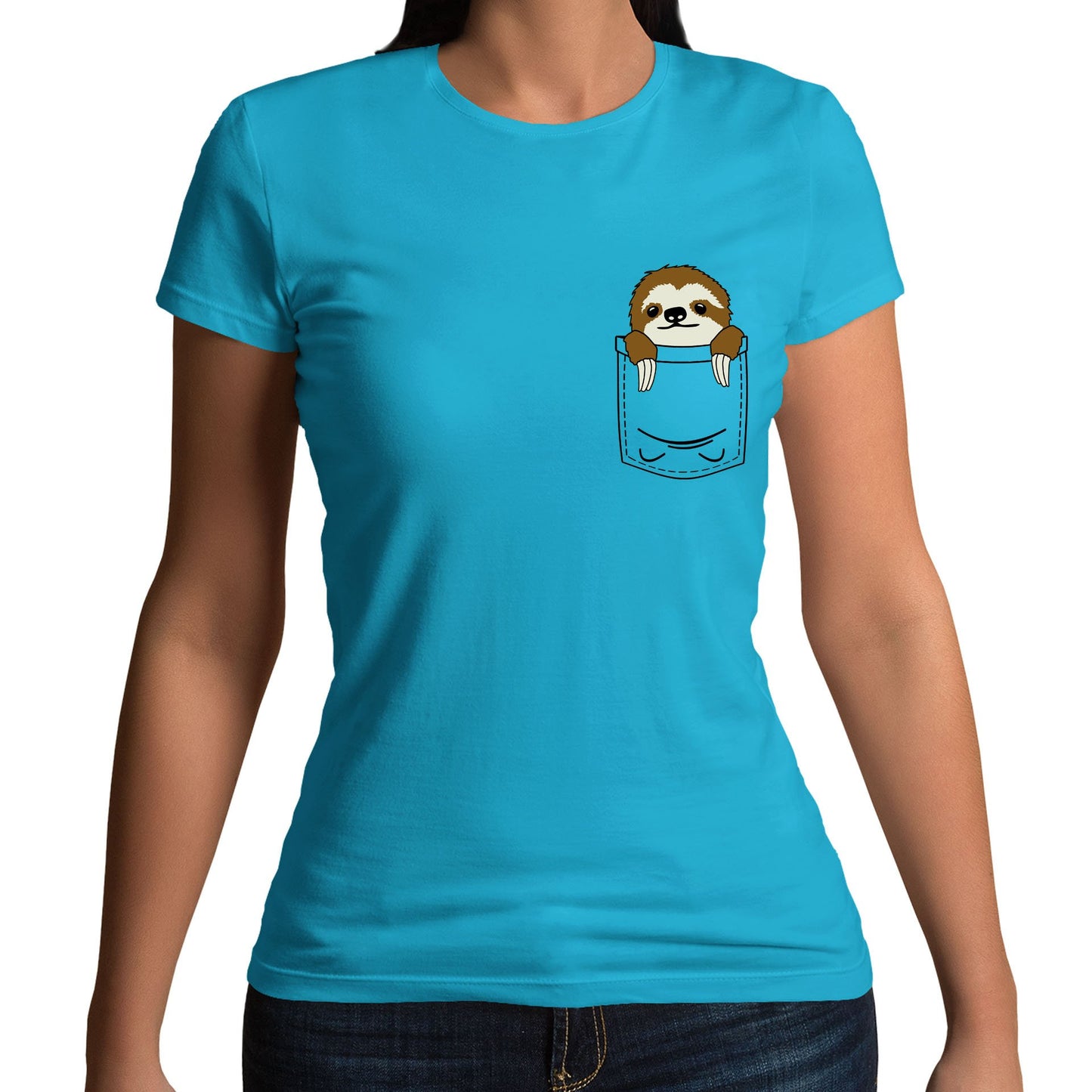 Sloth Pocket Print Womens T-shirt