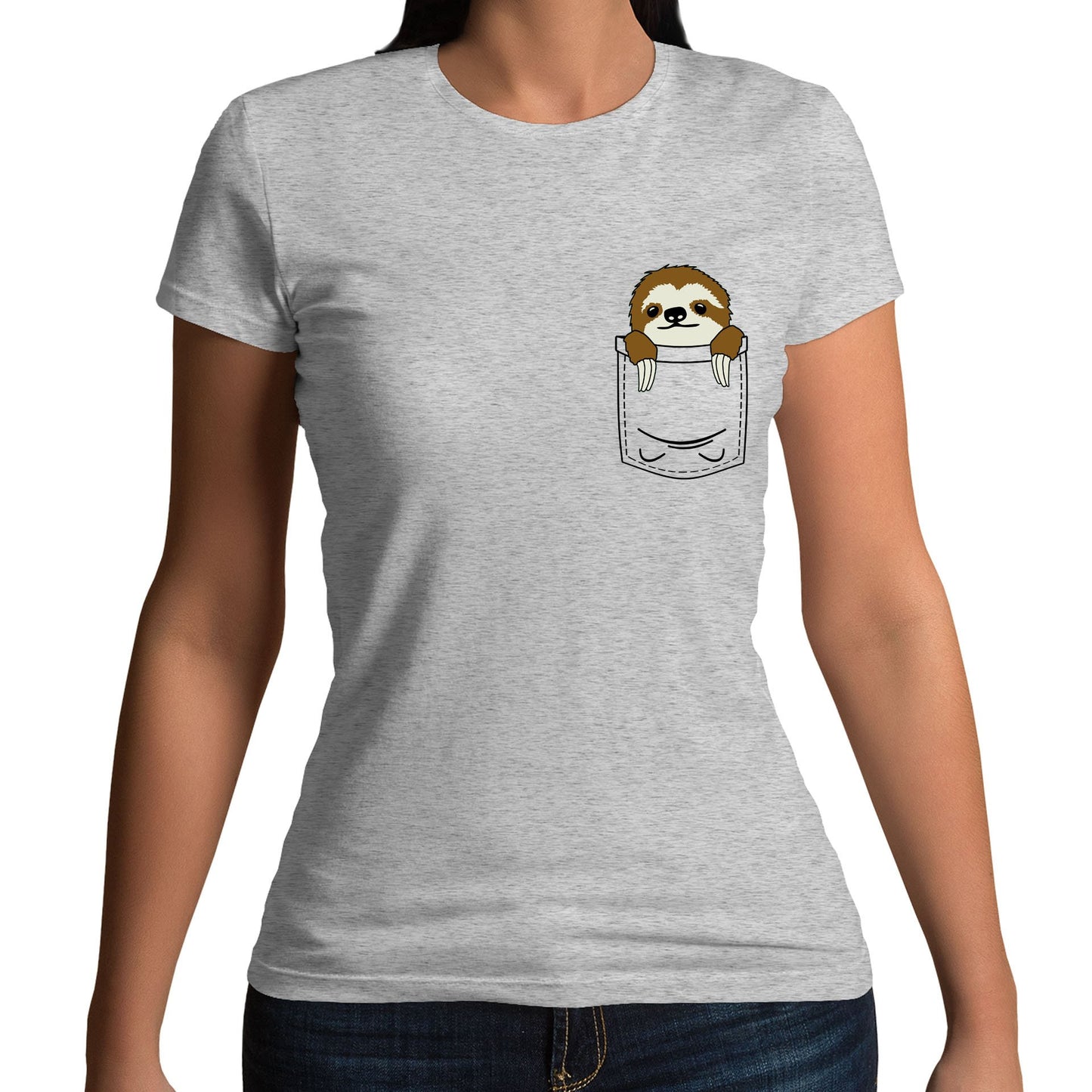 Sloth Pocket Print Womens T-shirt