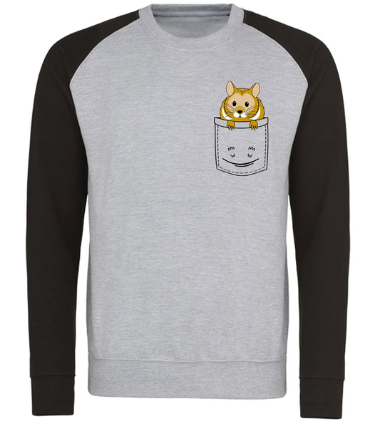 Hamster Pocket Print Baseball Sweatshirt