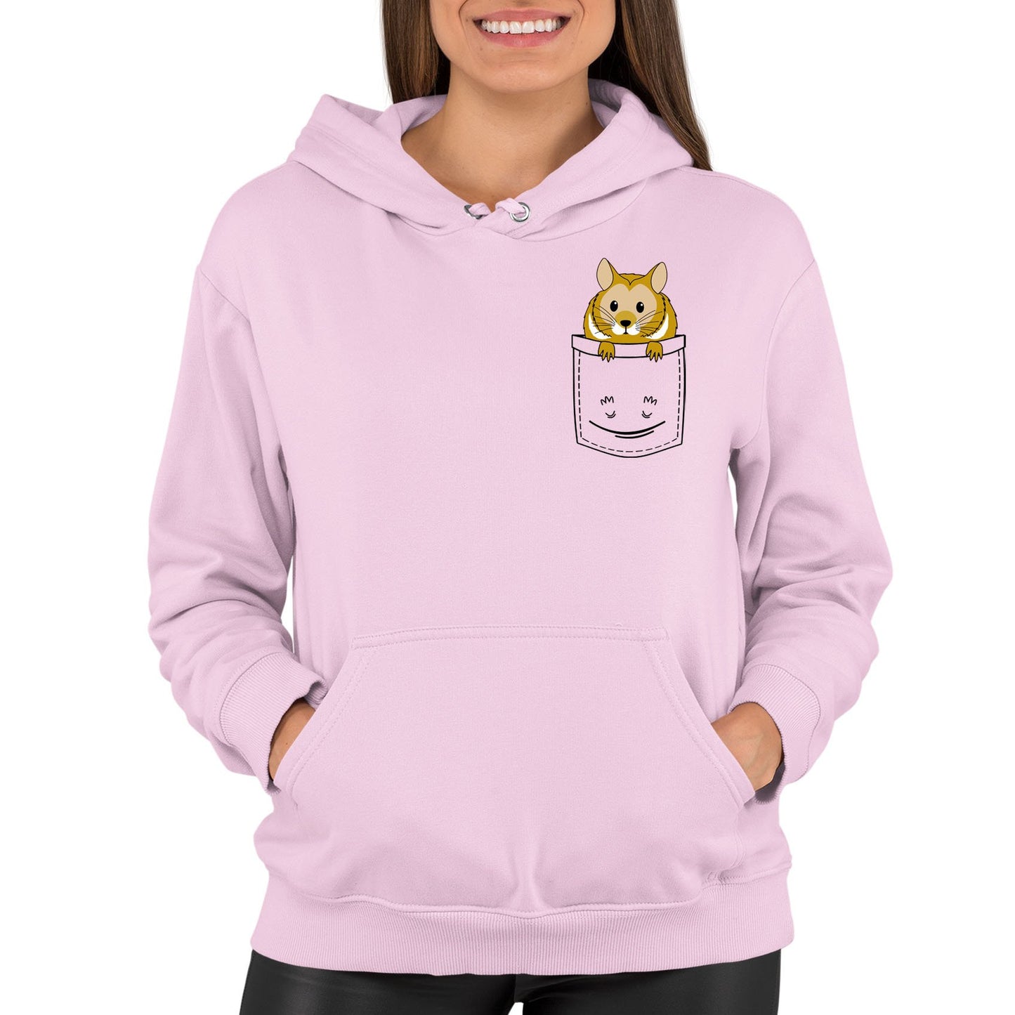 Hamster Pocket Print Womens Pullover Hoodie