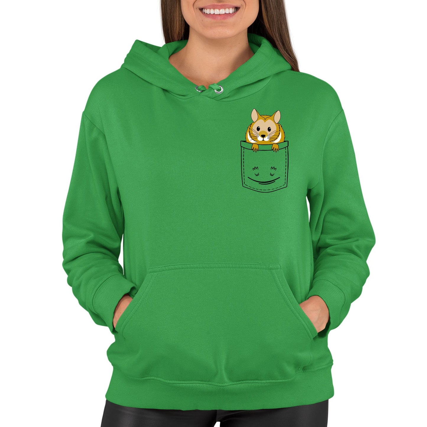 Hamster Pocket Print Womens Pullover Hoodie