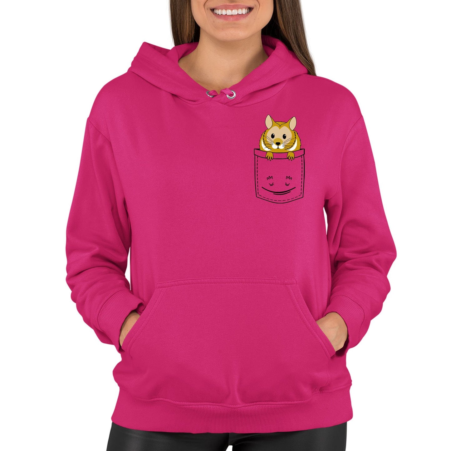 Hamster Pocket Print Womens Pullover Hoodie