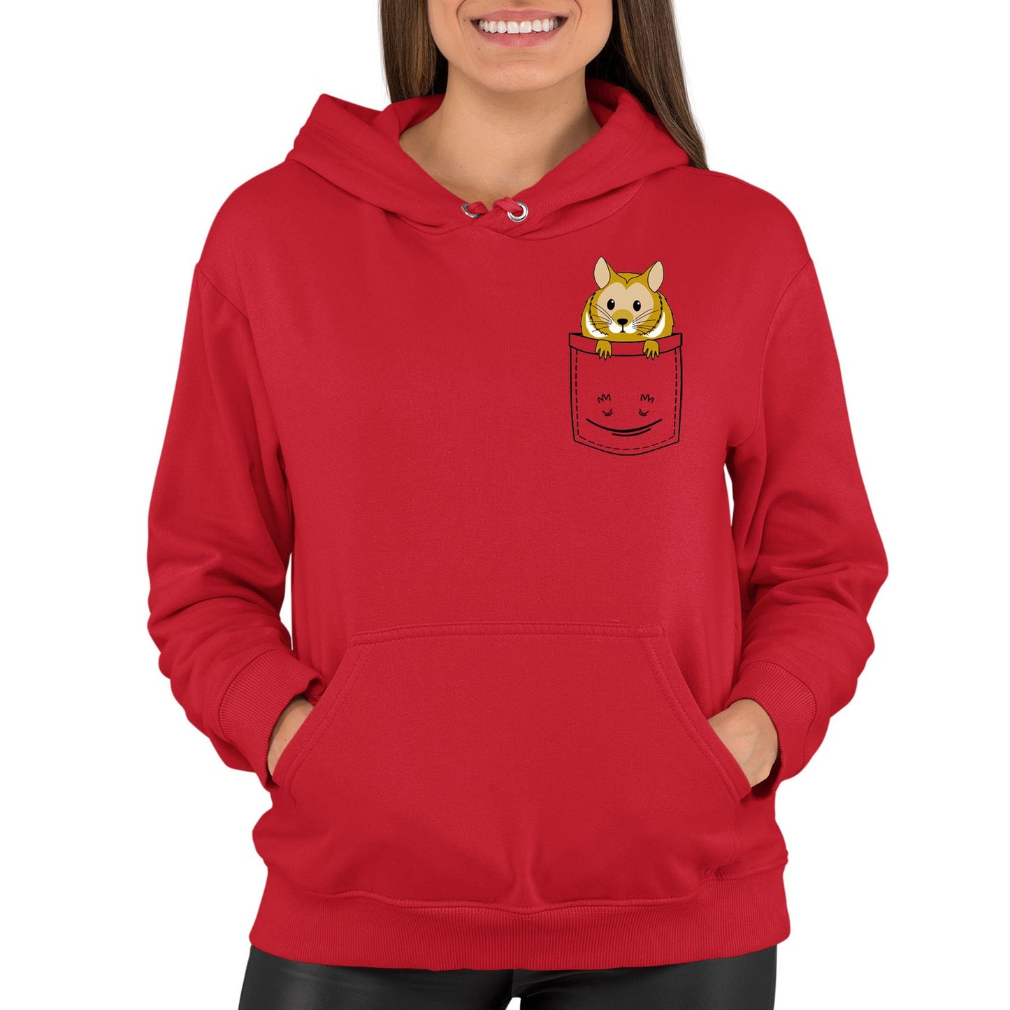 Hamster Pocket Print Womens Pullover Hoodie