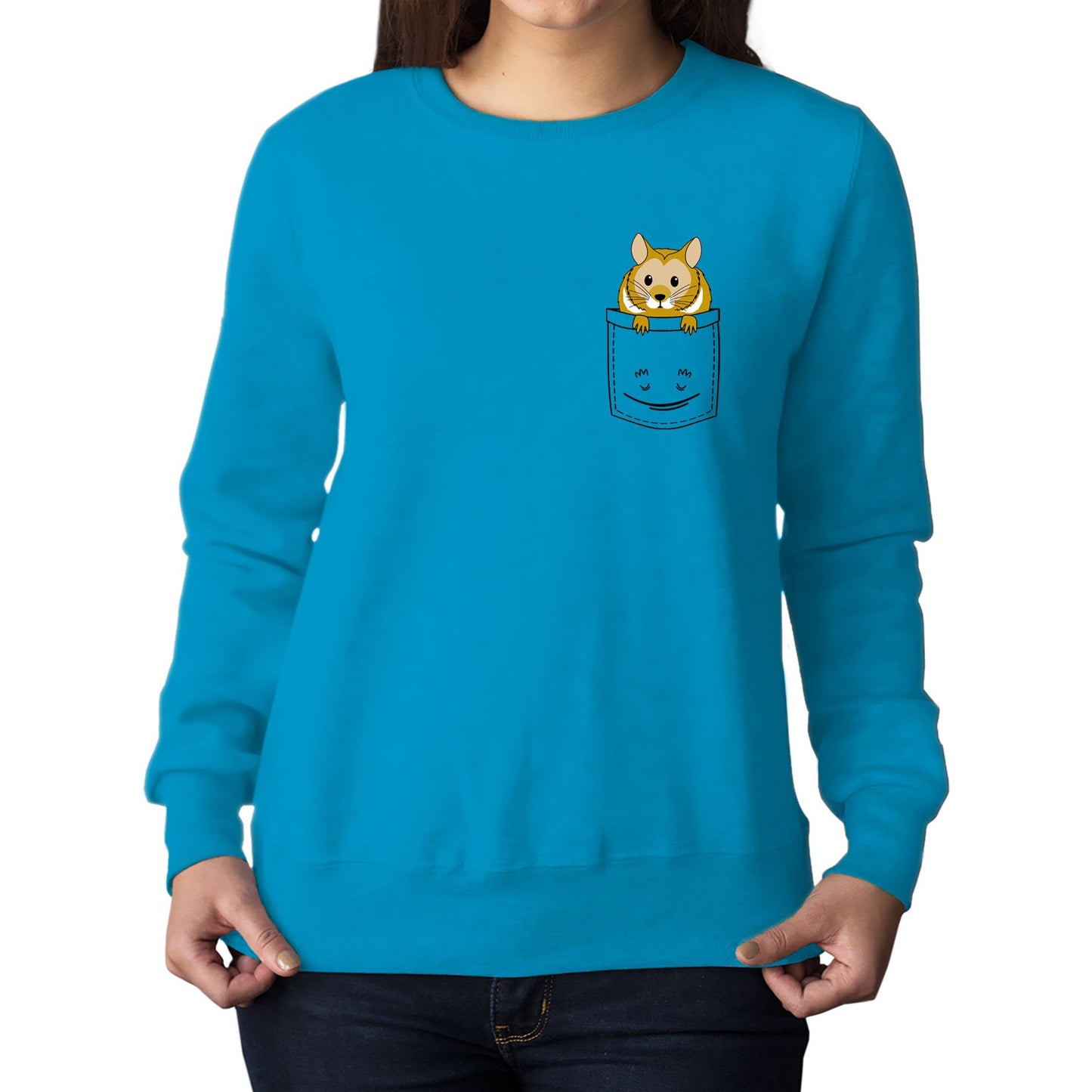 Hamster Pocket Print Womens Sweatshirt