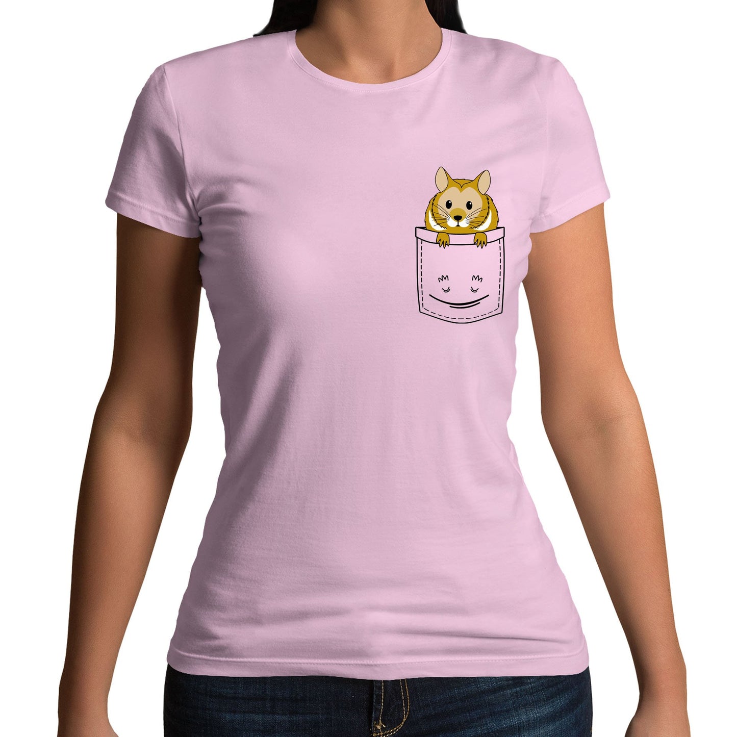 Hamster Pocket Print Womens T-shirt