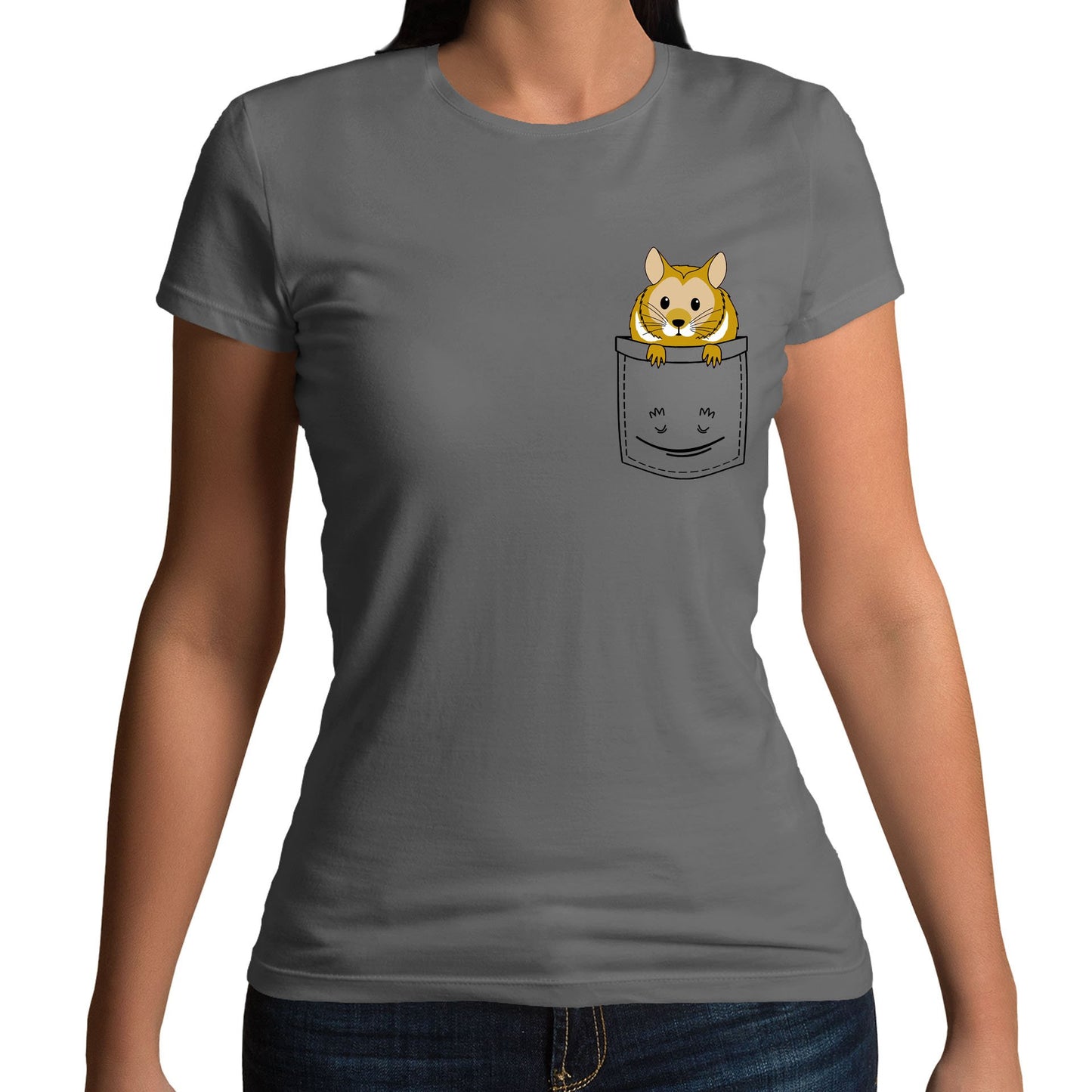 Hamster Pocket Print Womens T-shirt