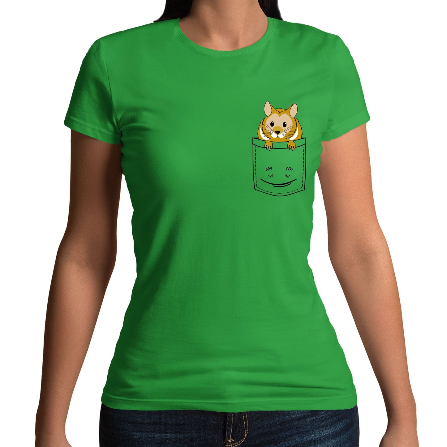 Hamster Pocket Print Womens T-shirt