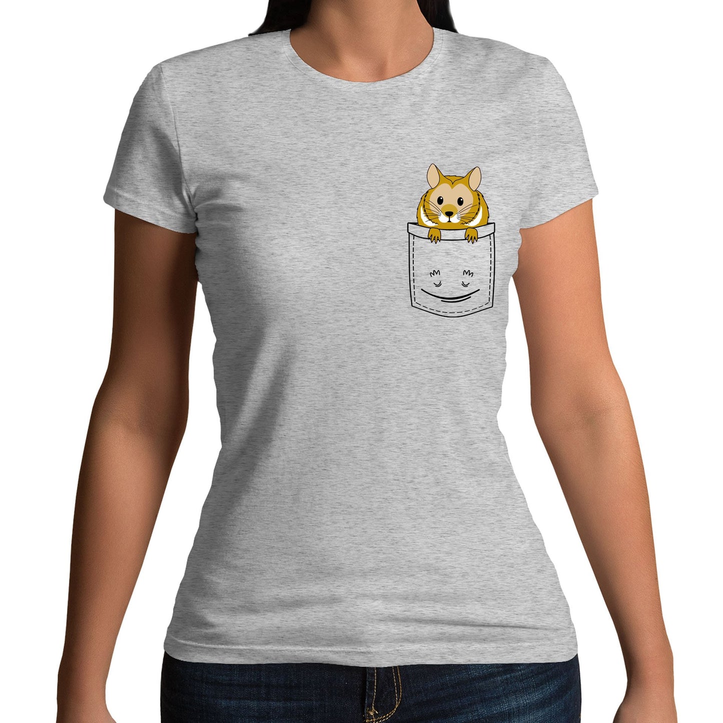 Hamster Pocket Print Womens T-shirt