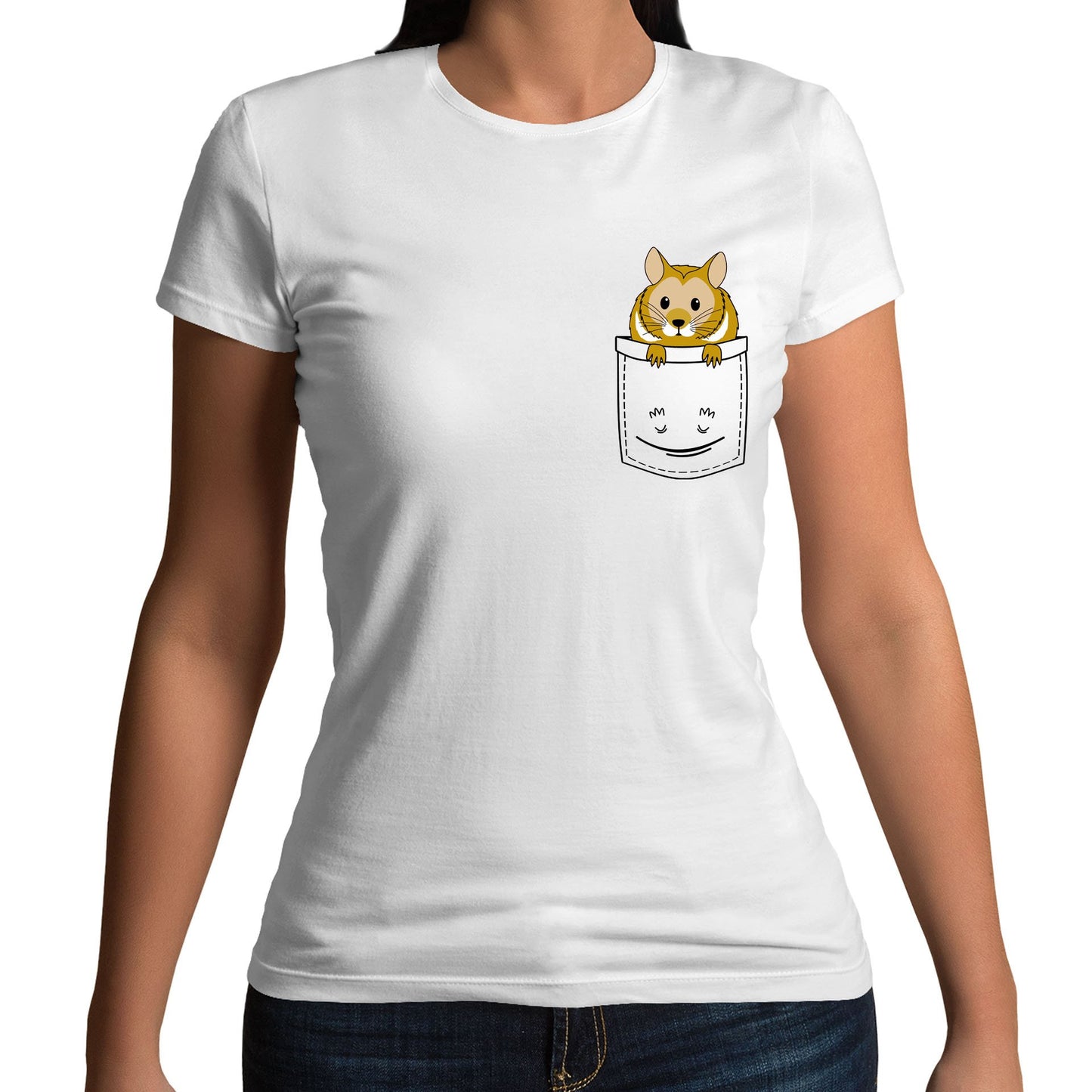 Hamster Pocket Print Womens T-shirt