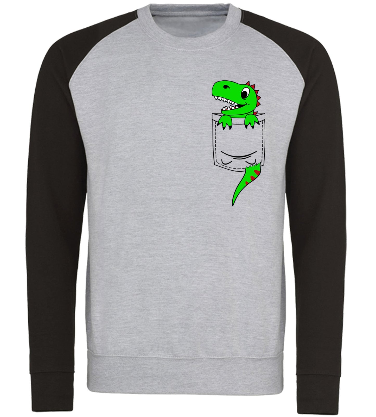 Dinosaur Pocket Print Baseball Sweatshirt