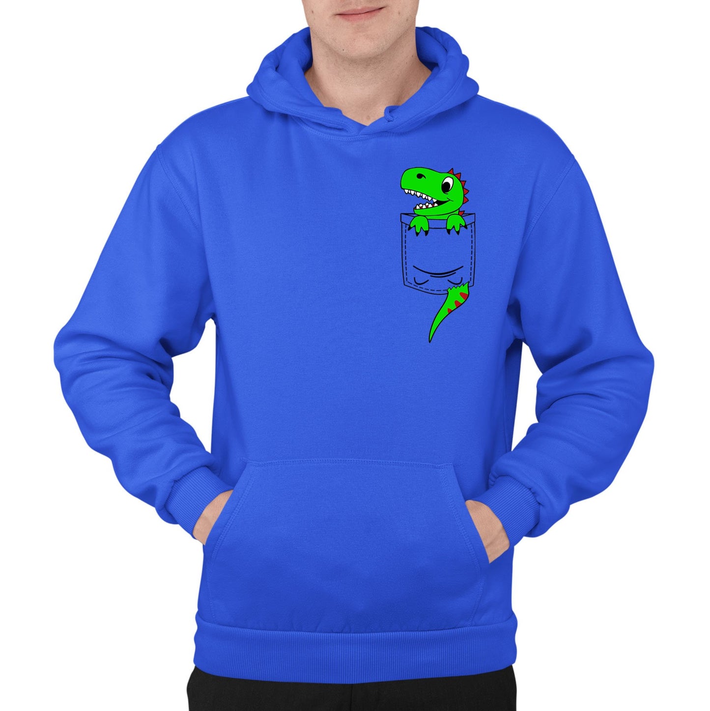 Dinosaur Pocket Print Mens Pullover Hoodie